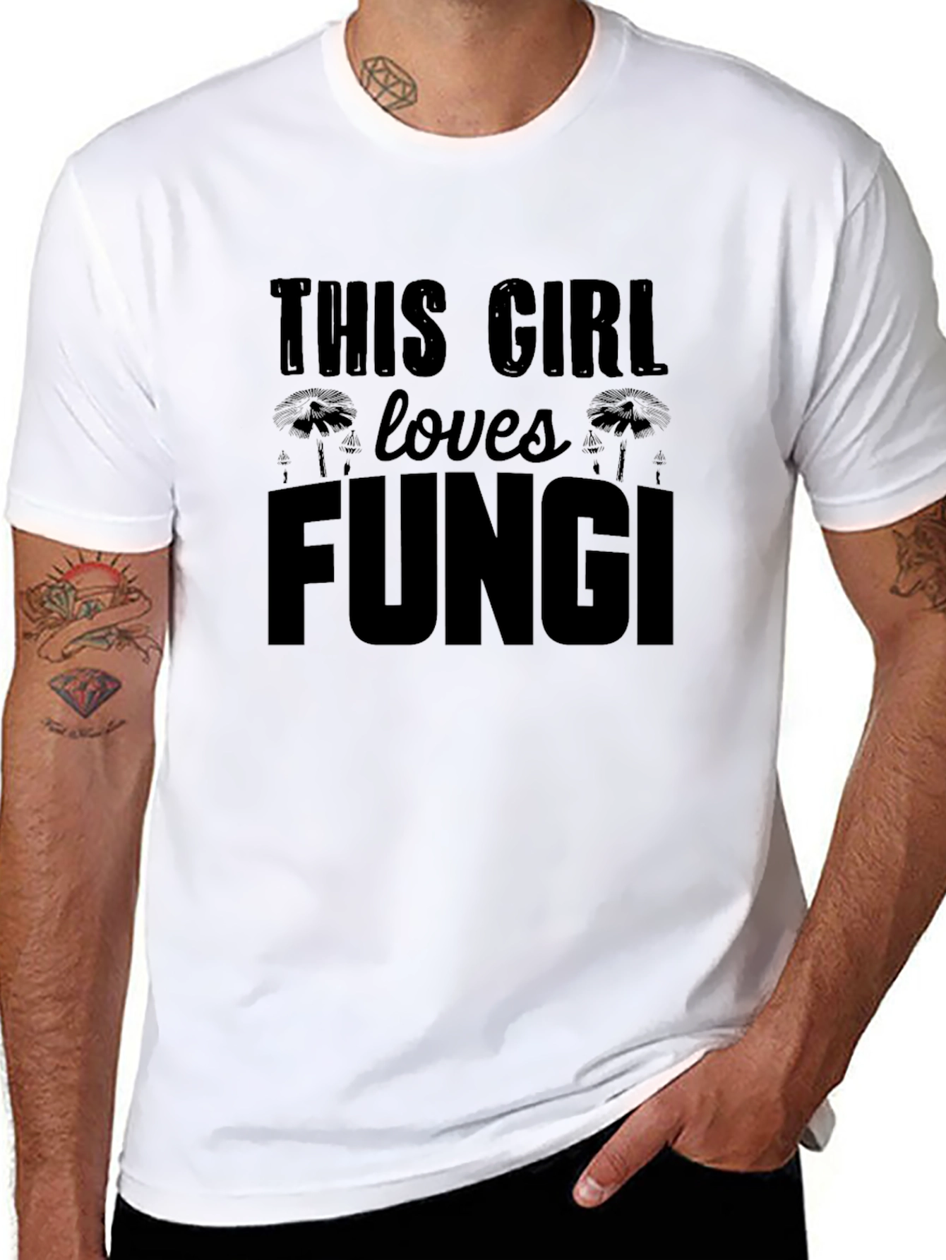 Black This Girl Loves Fungi T-Shirt - Funny Mushroom Tee view 8