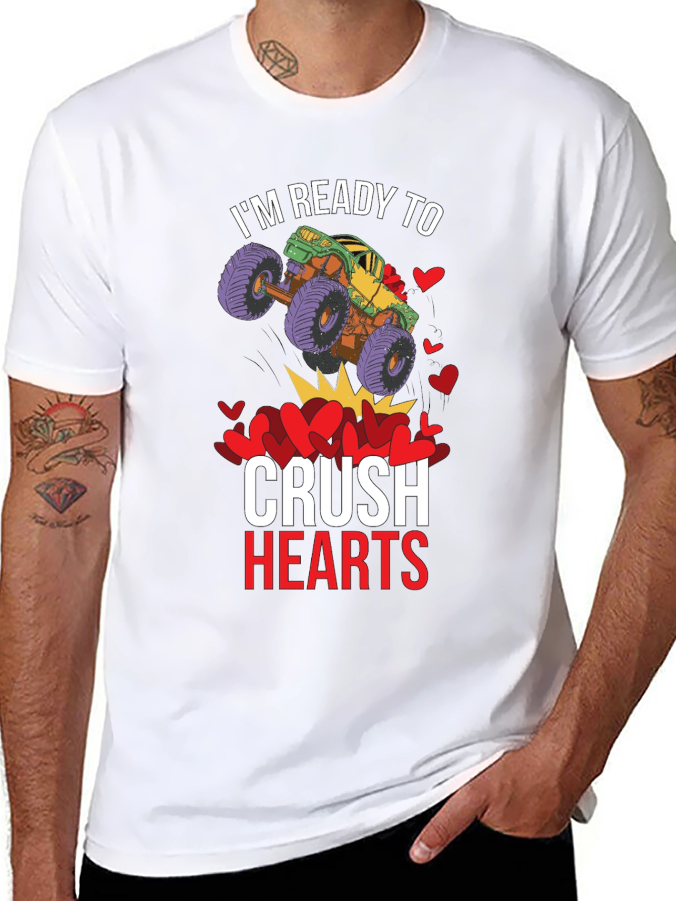 Black Ready to Crush Hearts Monster Truck T-Shirt view 8