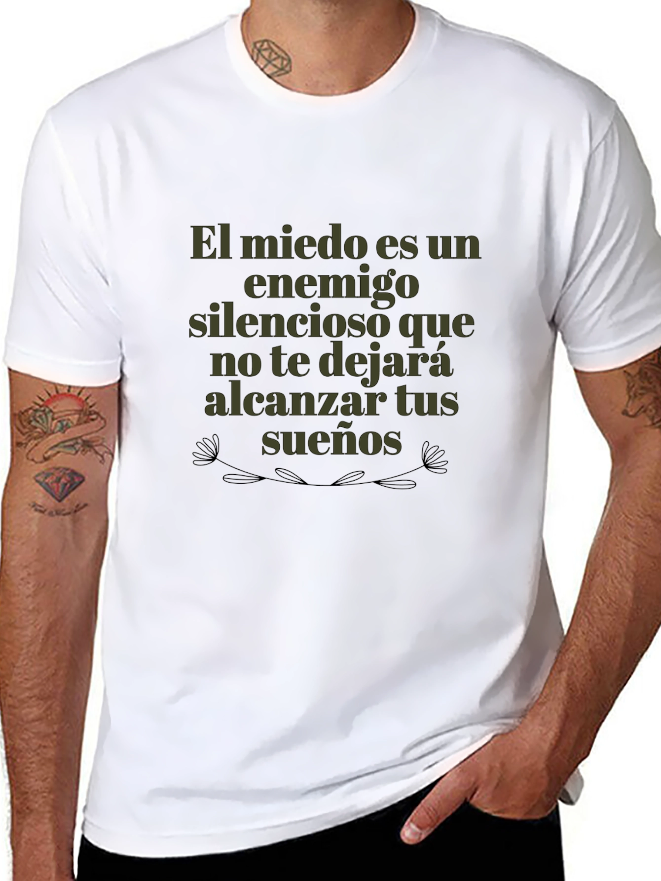Black Motivational Spanish Quote T-Shirt view 8