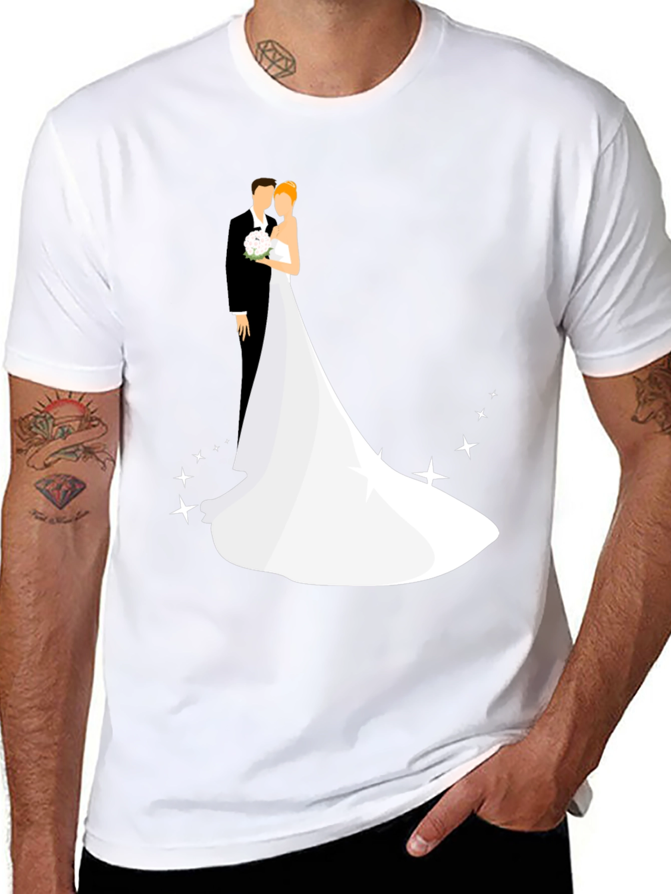 Black Wedding Couple Graphic Black T-Shirt view 8