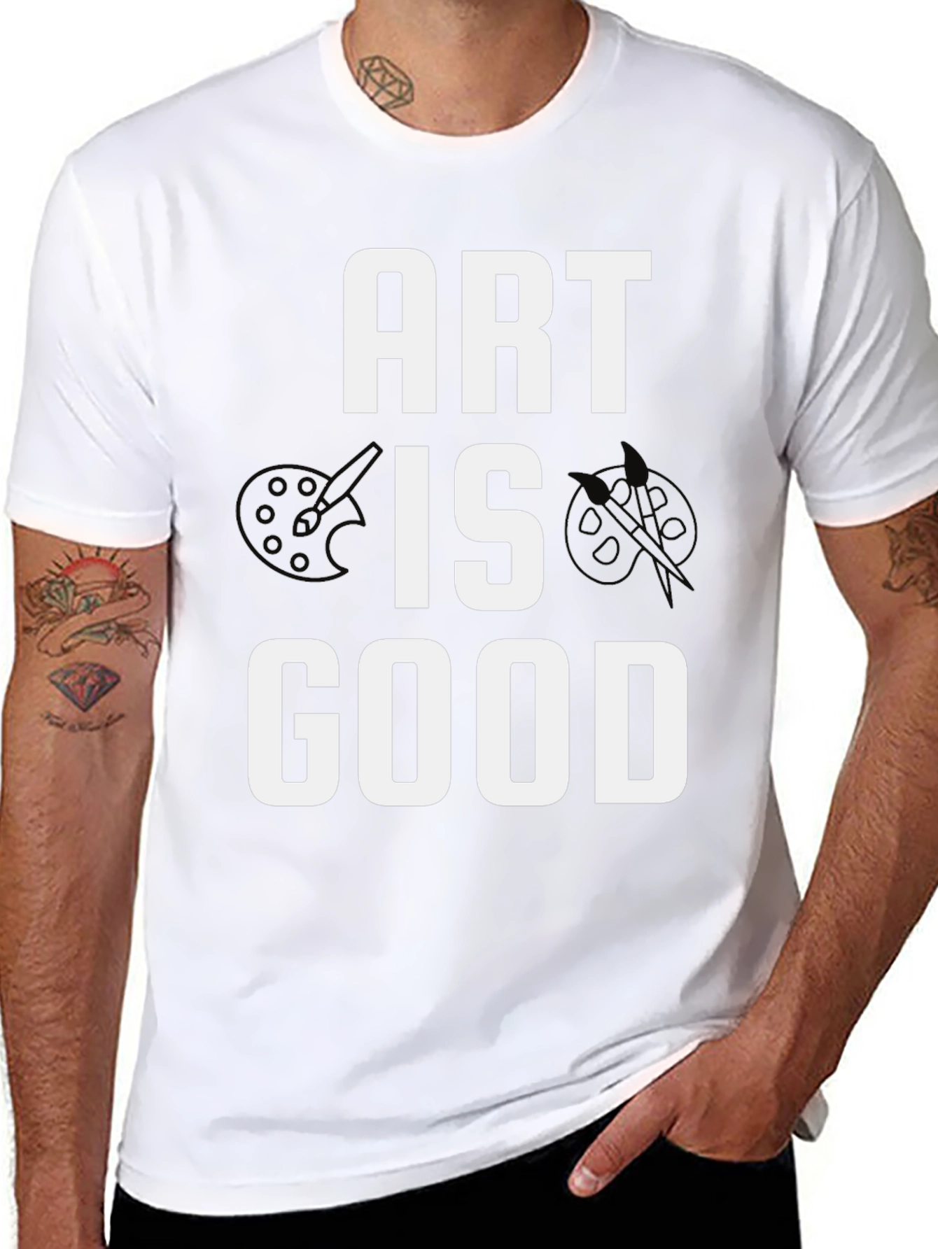 Black Art Is Good Men's Black Graphic Tee view 8