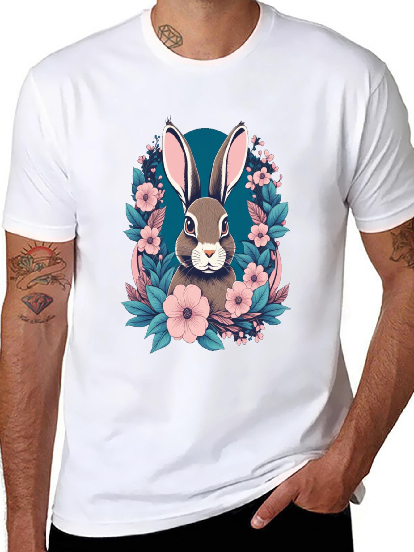Black Floral Bunny Graphic Tee - Easter Style view 8