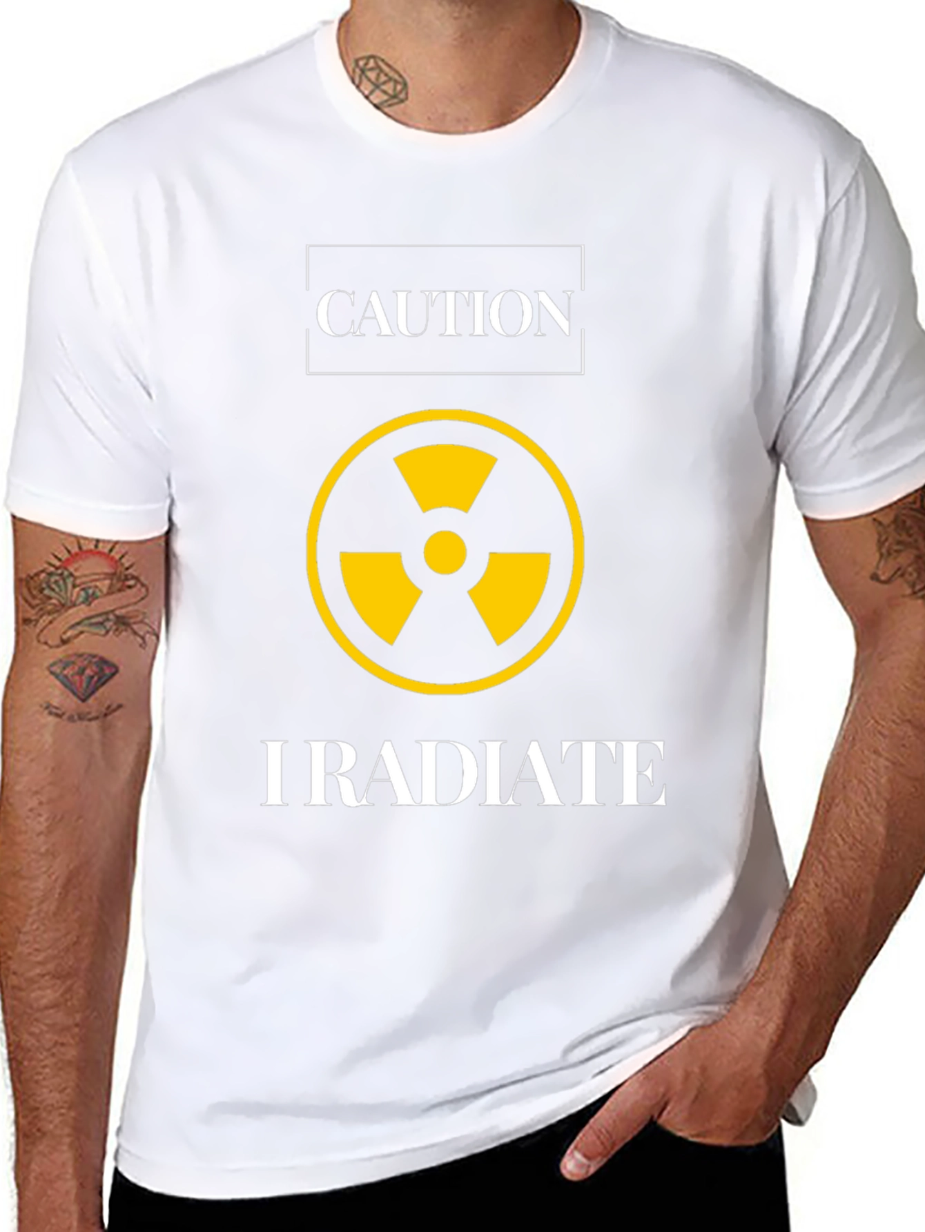 Black Caution I Radiate Graphic Tee view 8