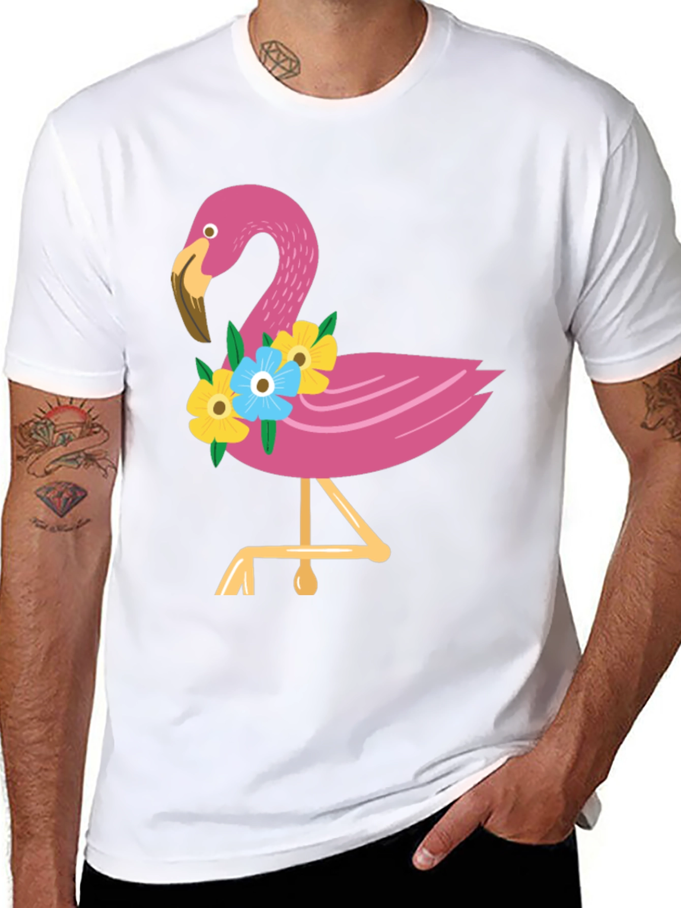 Black Tropical Flamingo Graphic Tee - Black view 8