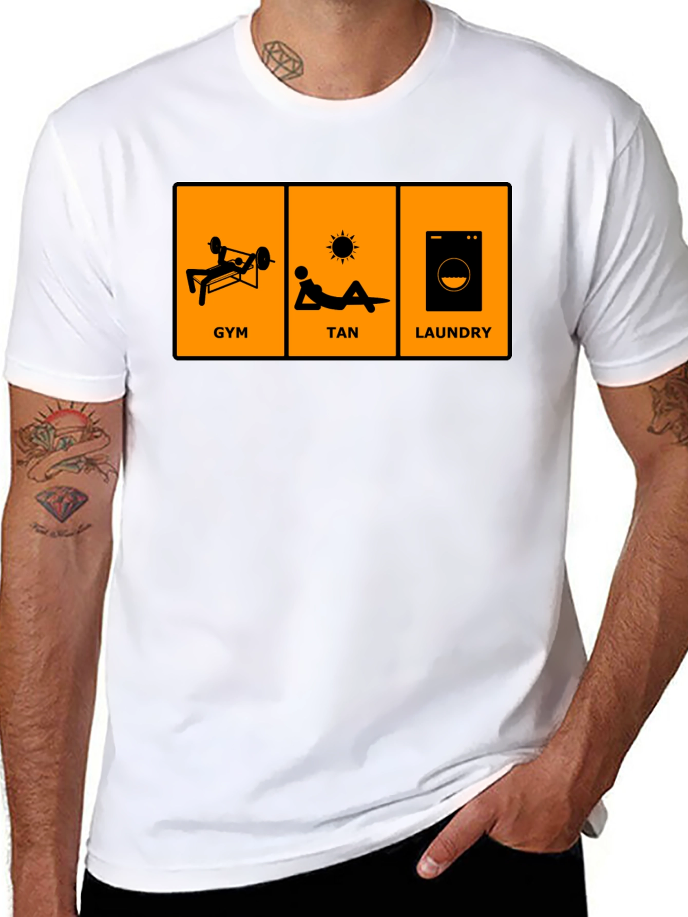 Black Gym, Tan, Laundry Graphic T-Shirt view 8