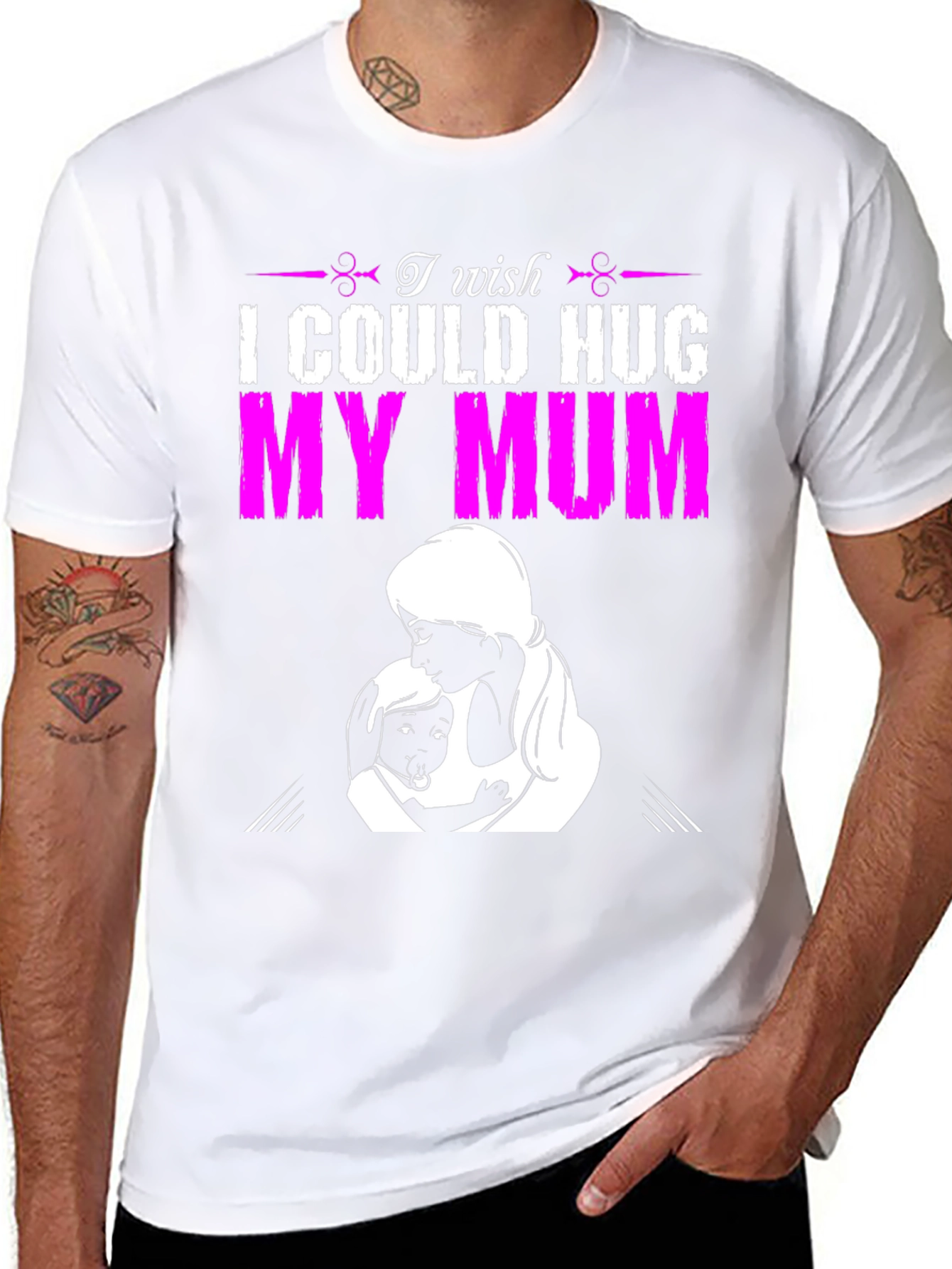 Black I Wish I Could Hug My Mum T-Shirt view 8