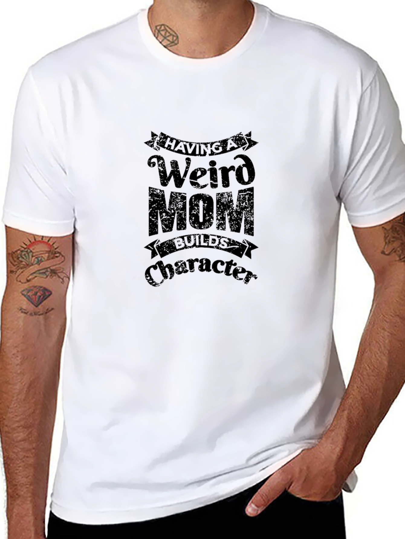 Black Weird Mom Graphic Tee - Black Cotton T-Shirt view 8