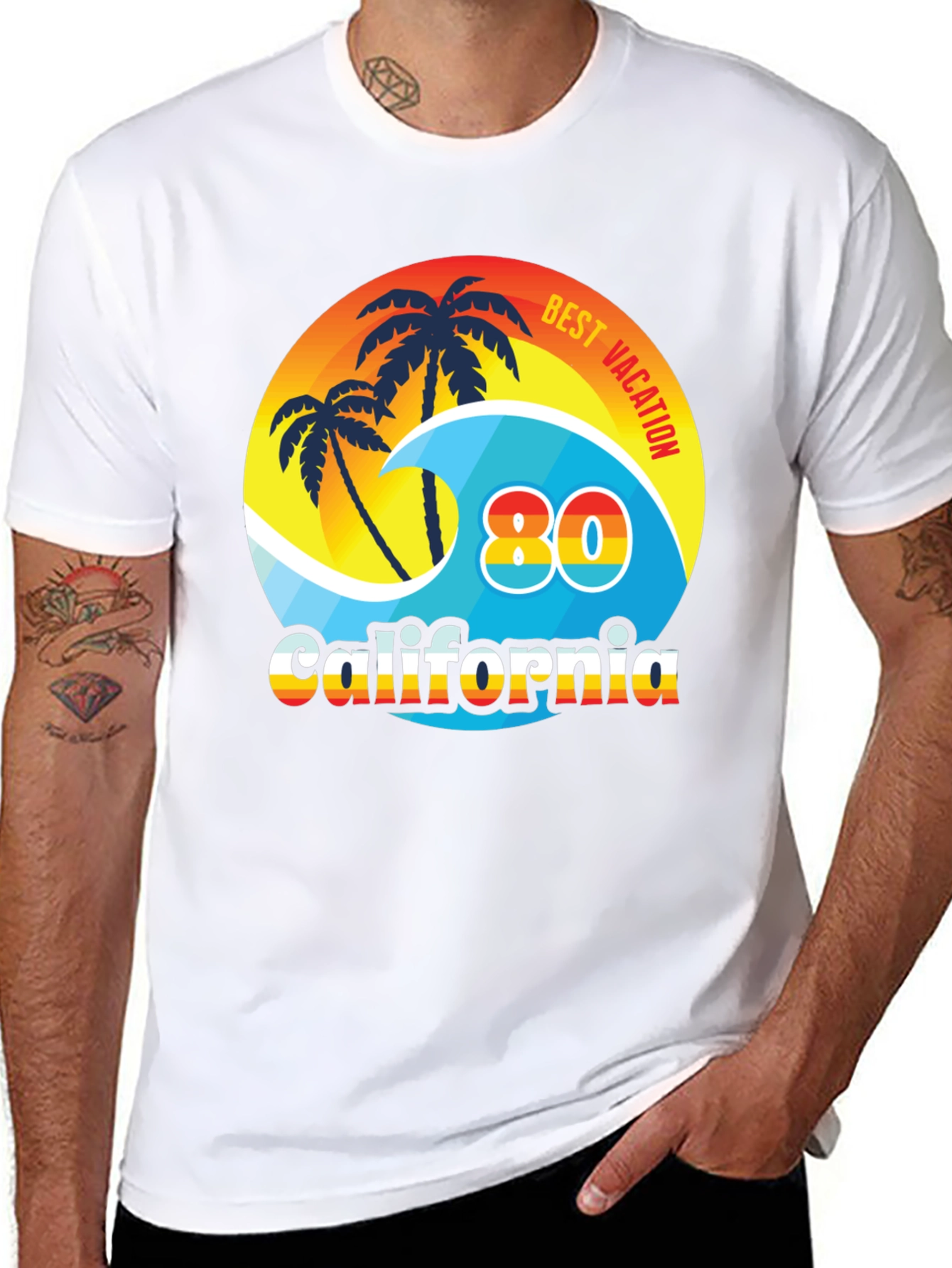 Black California 80's Best Vacation T-Shirt view 8