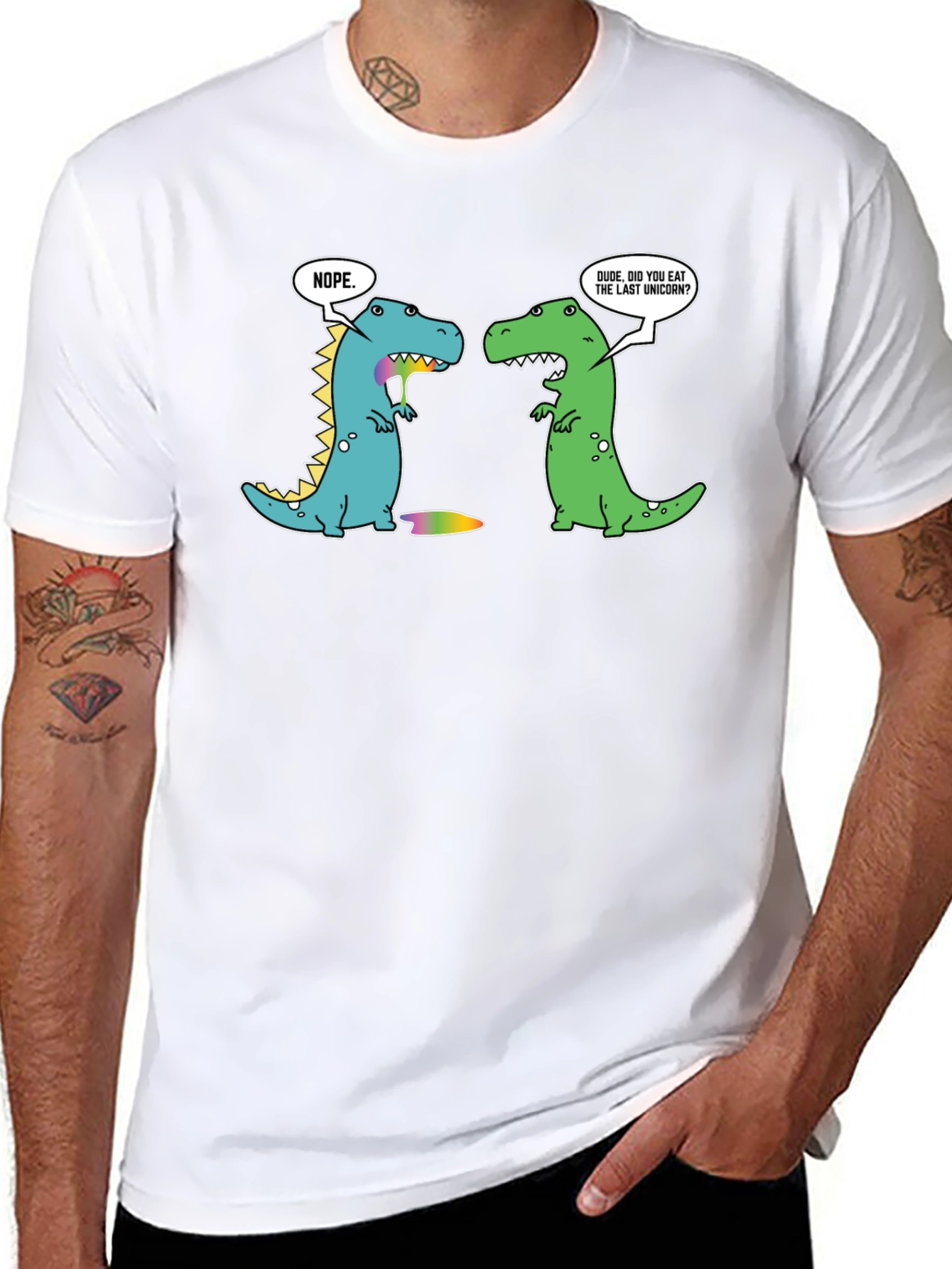 Black Dinosaur Unicorn T-Shirt - Funny Graphic Tee view 8