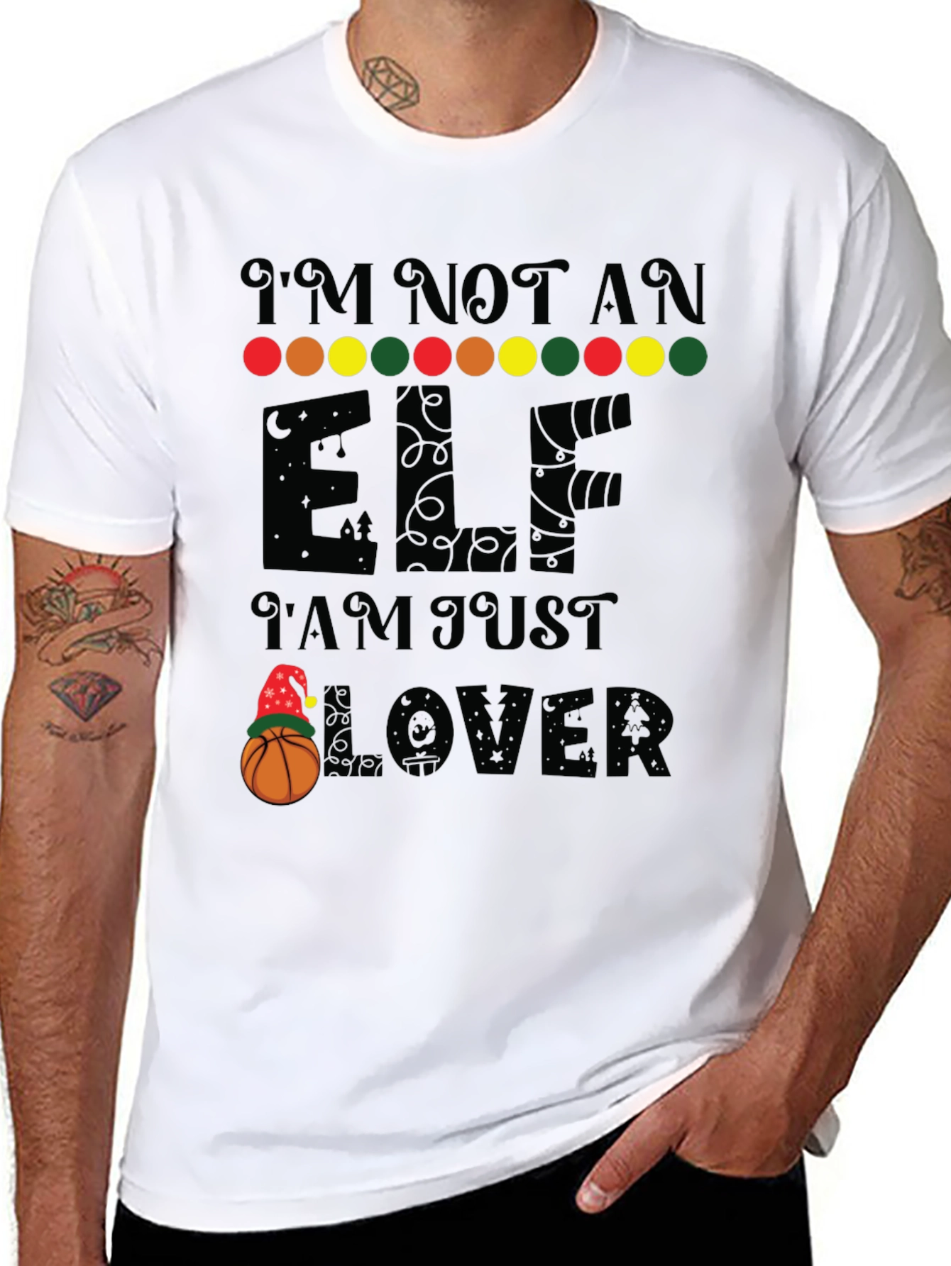 Black I'm Not an Elf, Basketball Lover T-Shirt view 8