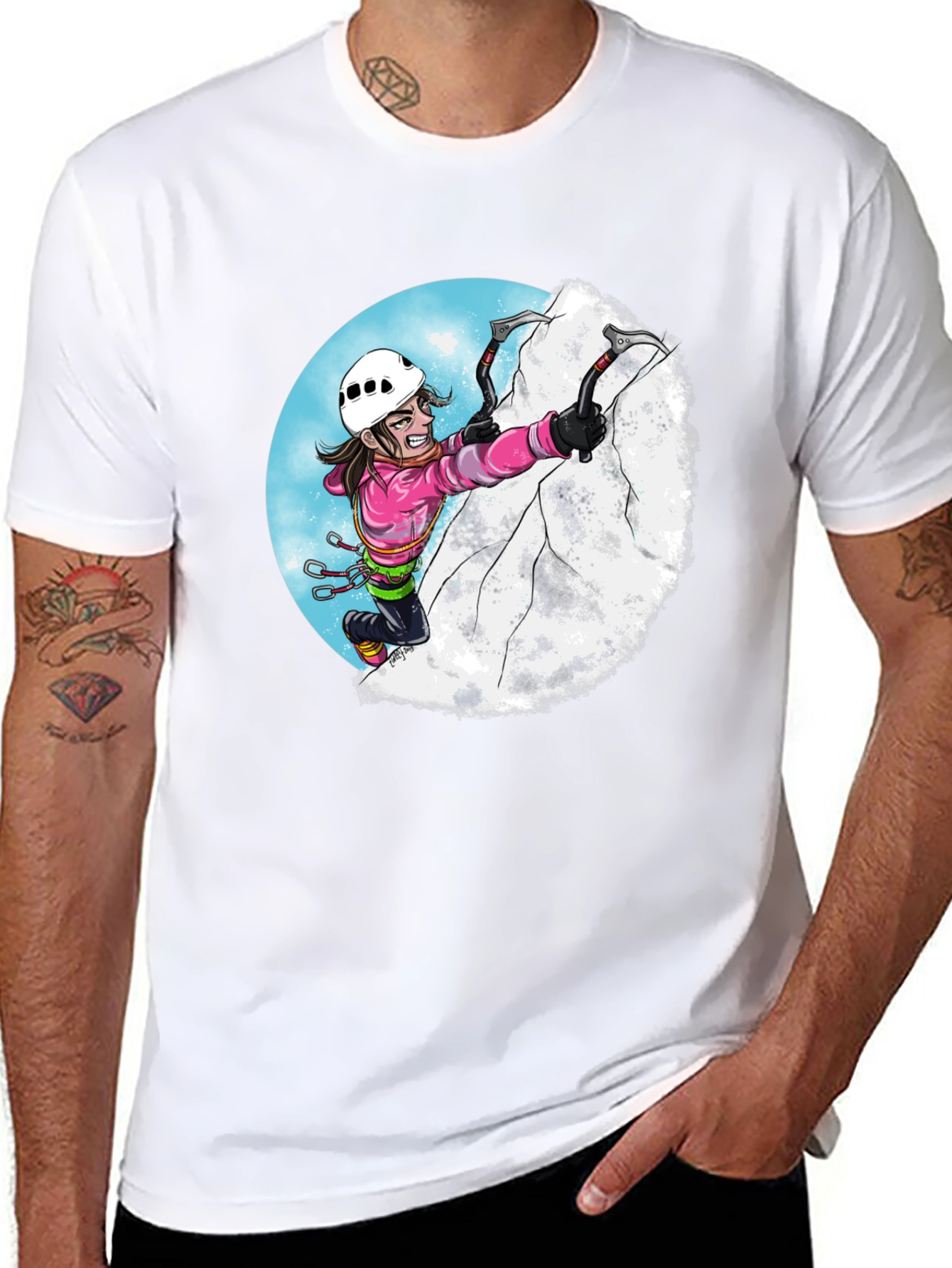 Black Climbing Cartoon Graphic Tee view 8