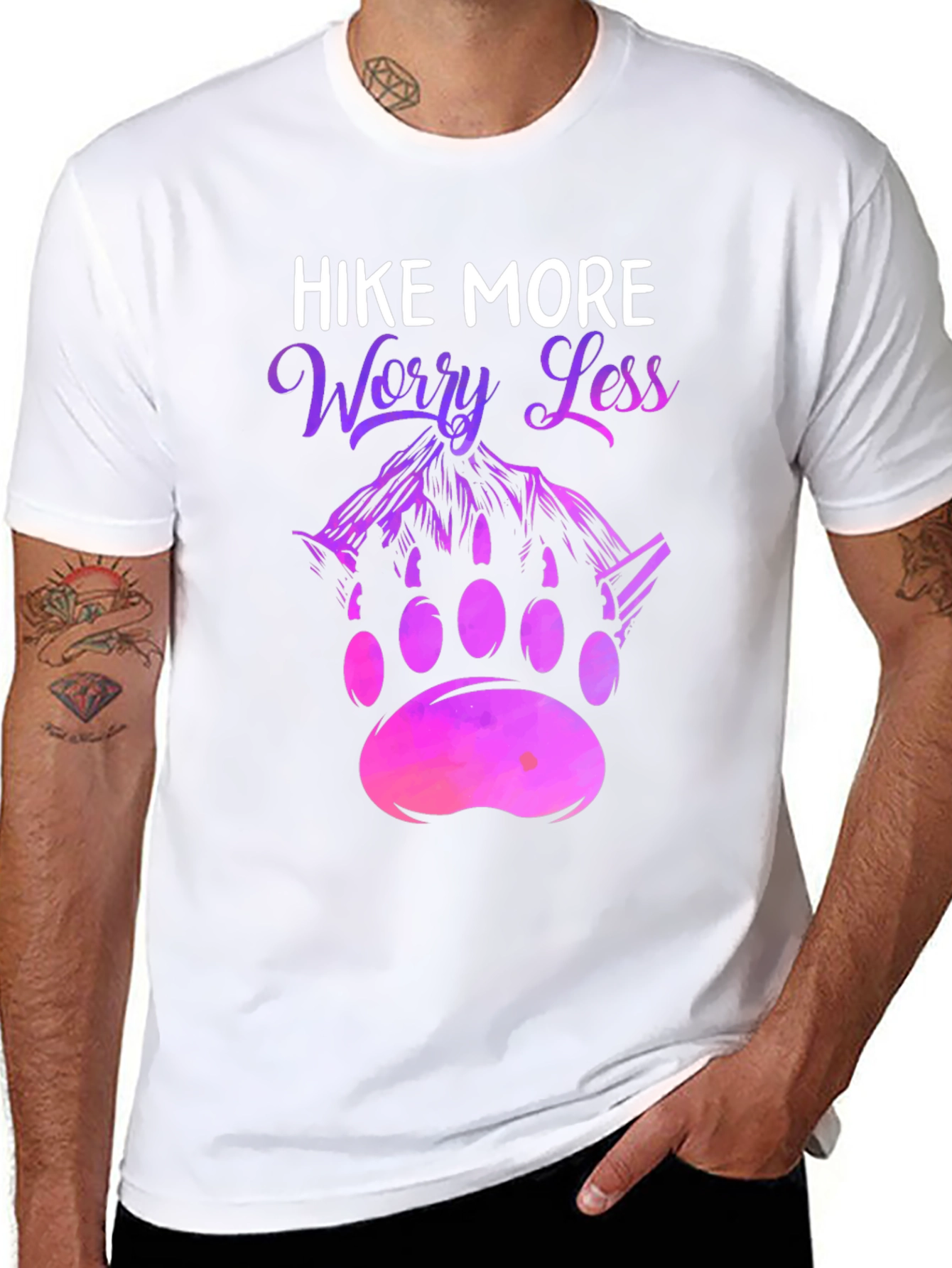 Black Hike More Worry Less Graphic Tee view 8