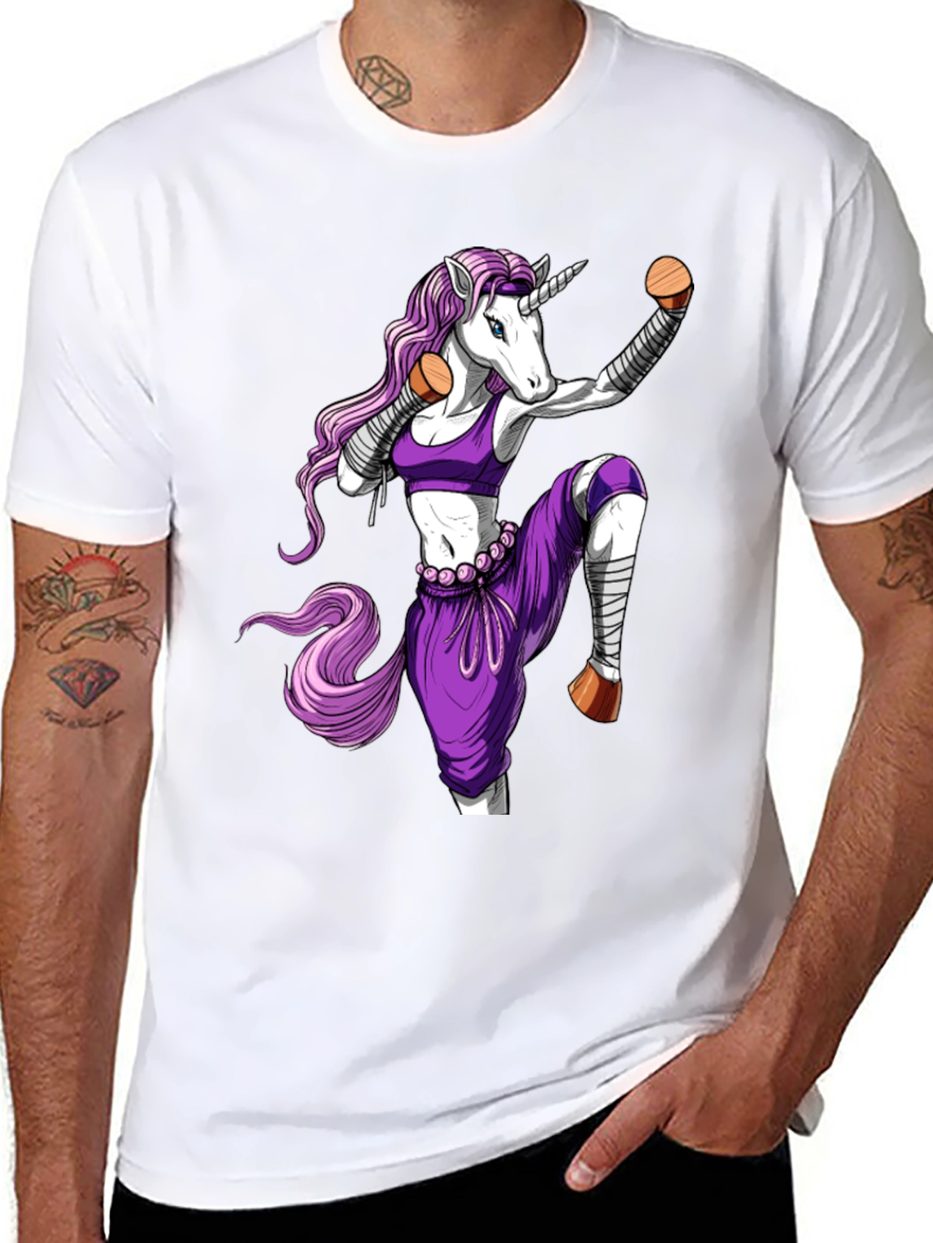 Black Martial Arts Unicorn T-Shirt view 8