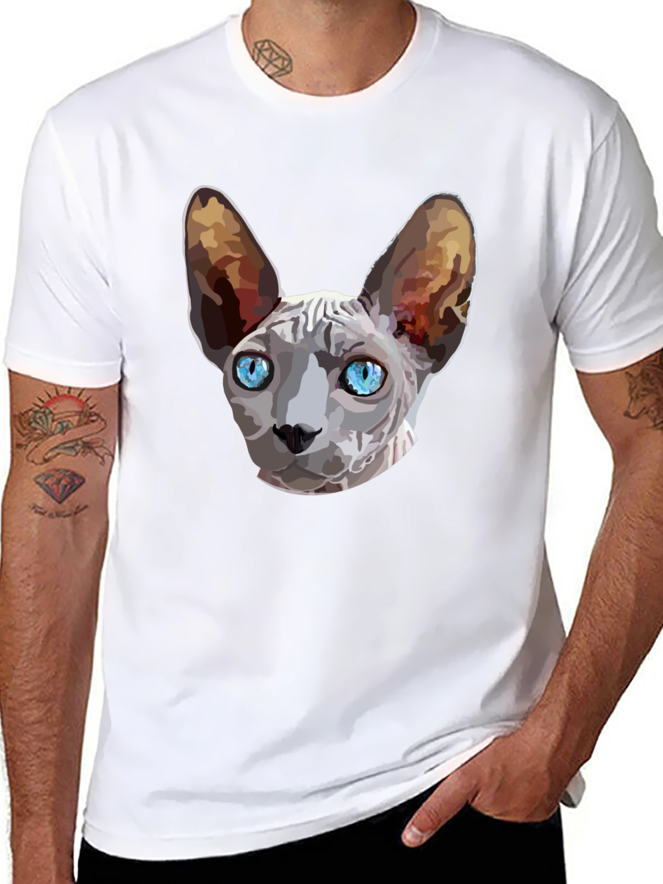 Black Sphynx Cat Graphic T-Shirt - Unique Design Tee view 8