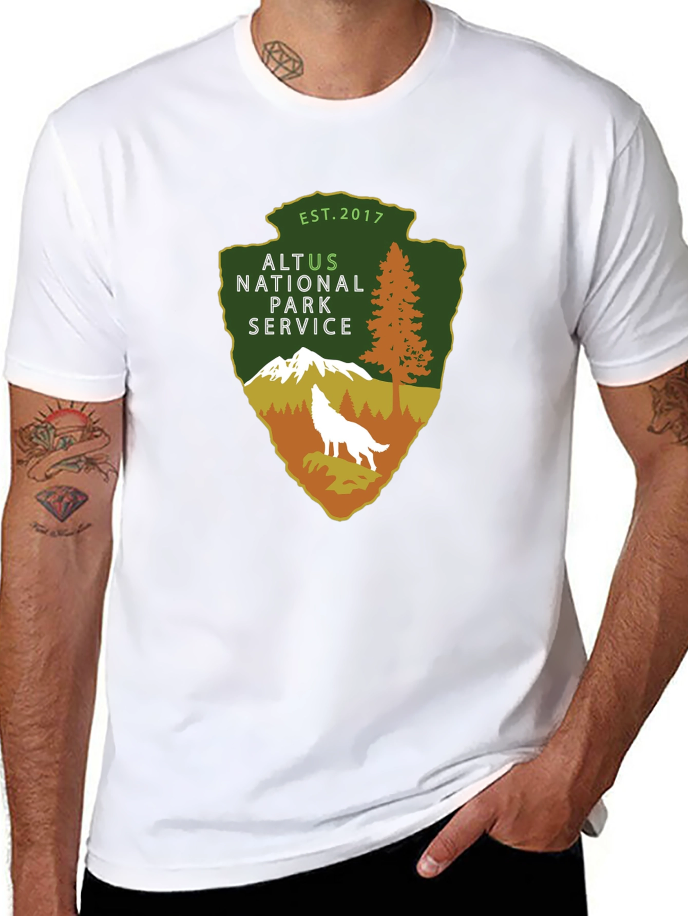 Black Altus National Park Service Arrowhead T-Shirt view 8