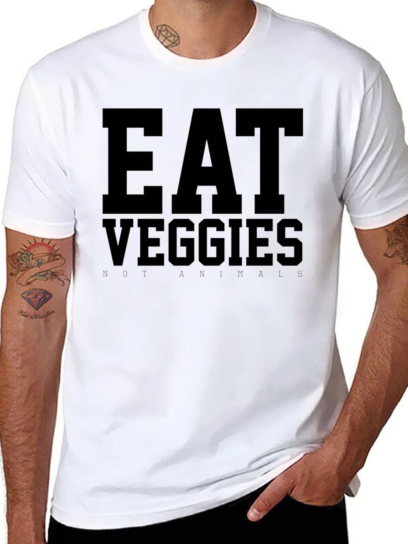 Eat Veggies Not Animals Graphic Tee - Vegan T-Shirt - 8
