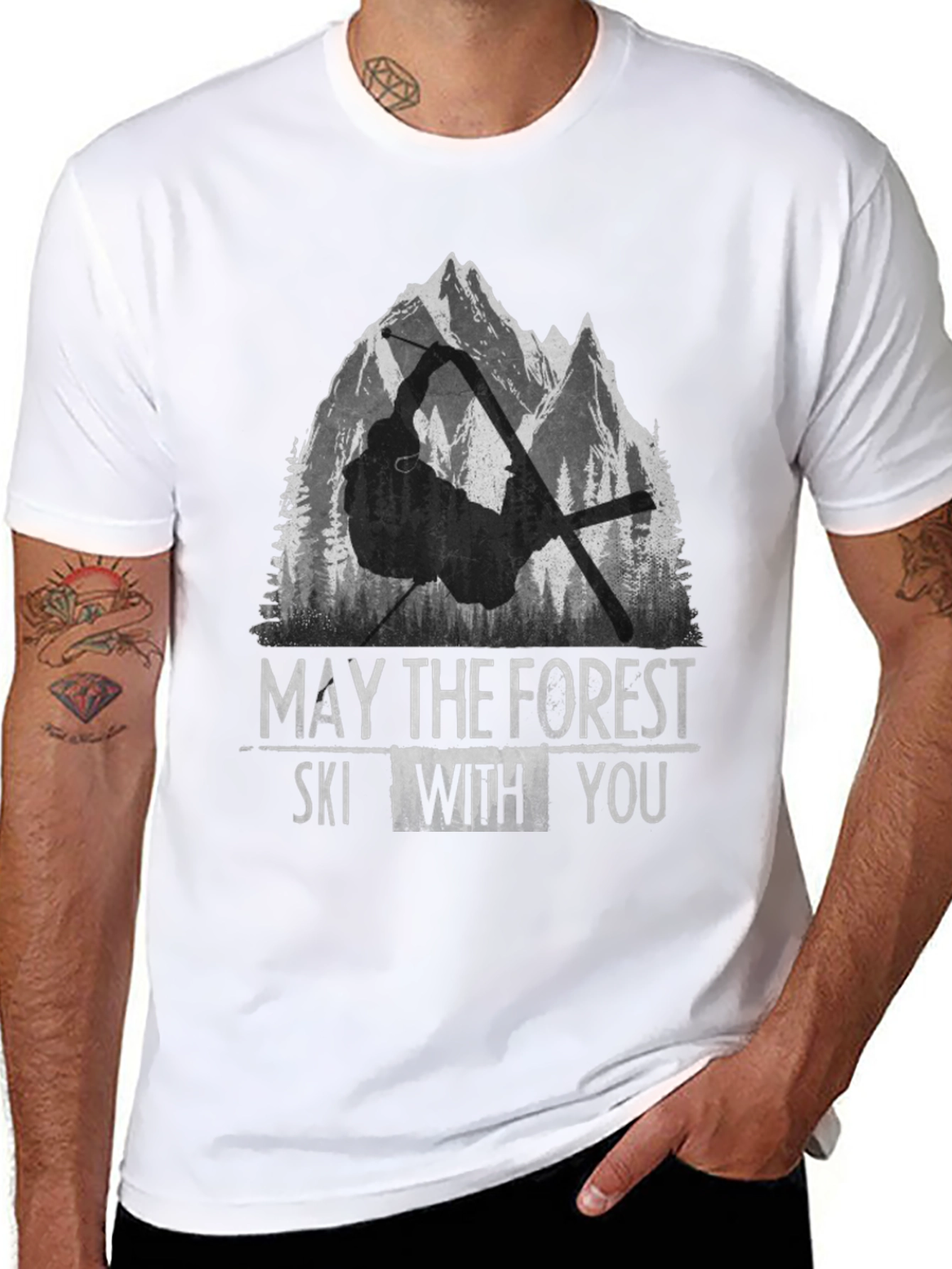 Black May the Forest Ski With You Black Graphic Tee view 8