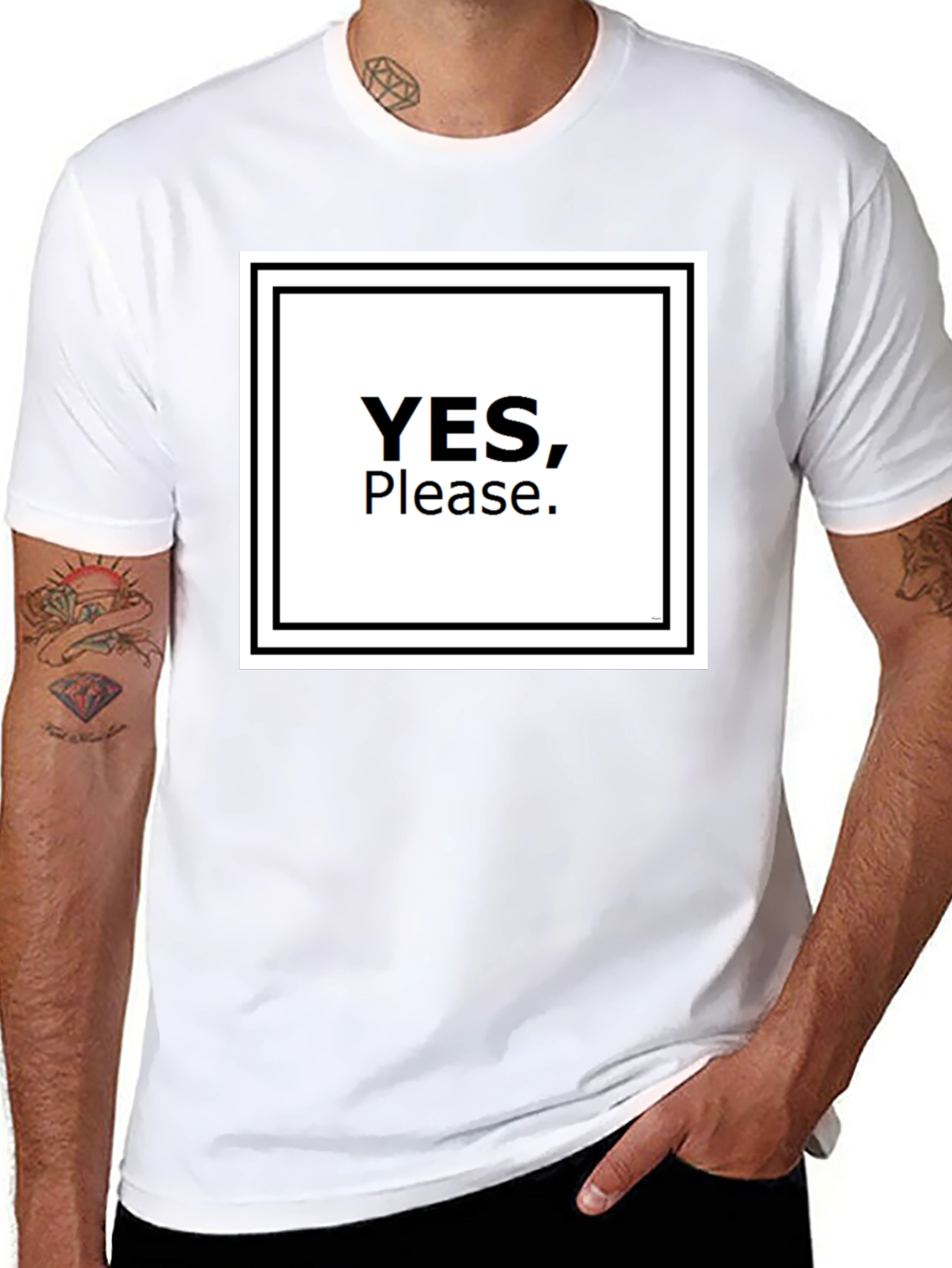 Black Yes, Please T-Shirt - Bold Graphic Tee view 8