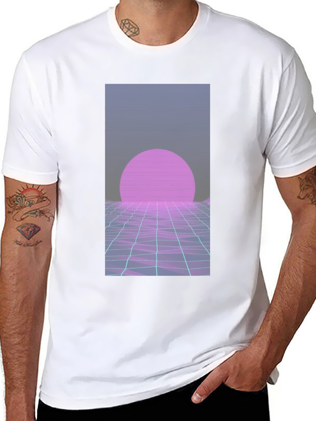 Black Retro Wave T-Shirt: 80s Style Sunset Graphic Tee view 8