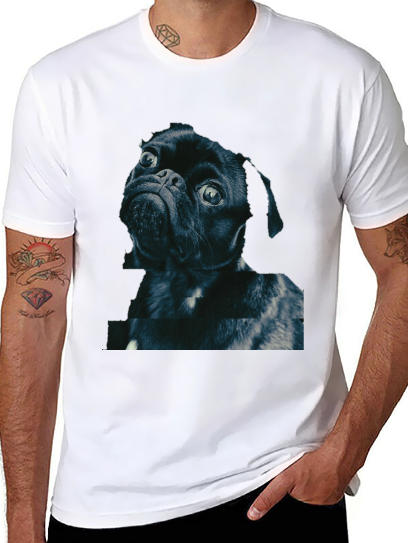 Black Pug Graphic Tee - Black Cotton Blend view 8