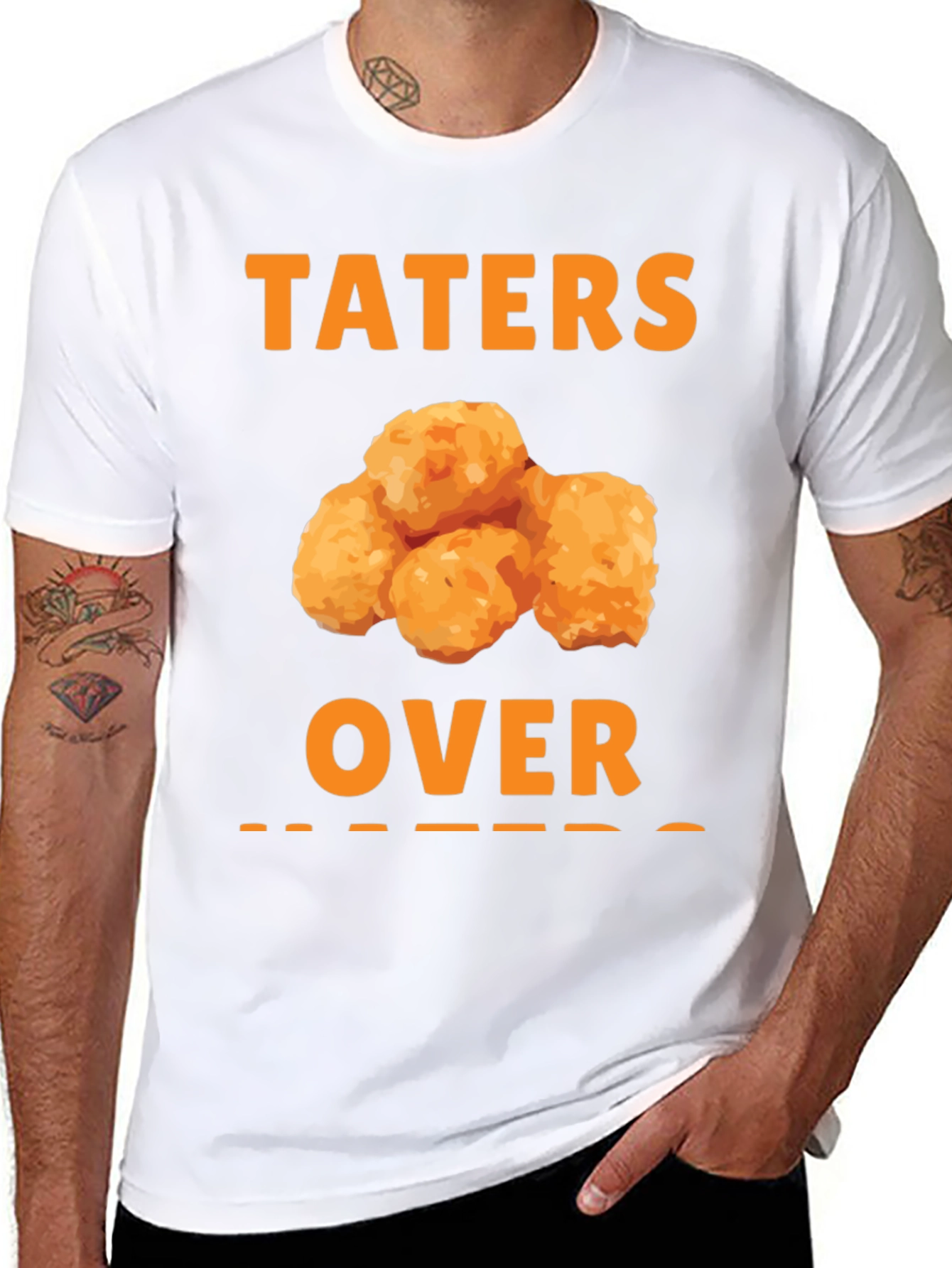Black Taters Over Haters Funny T-Shirt view 8