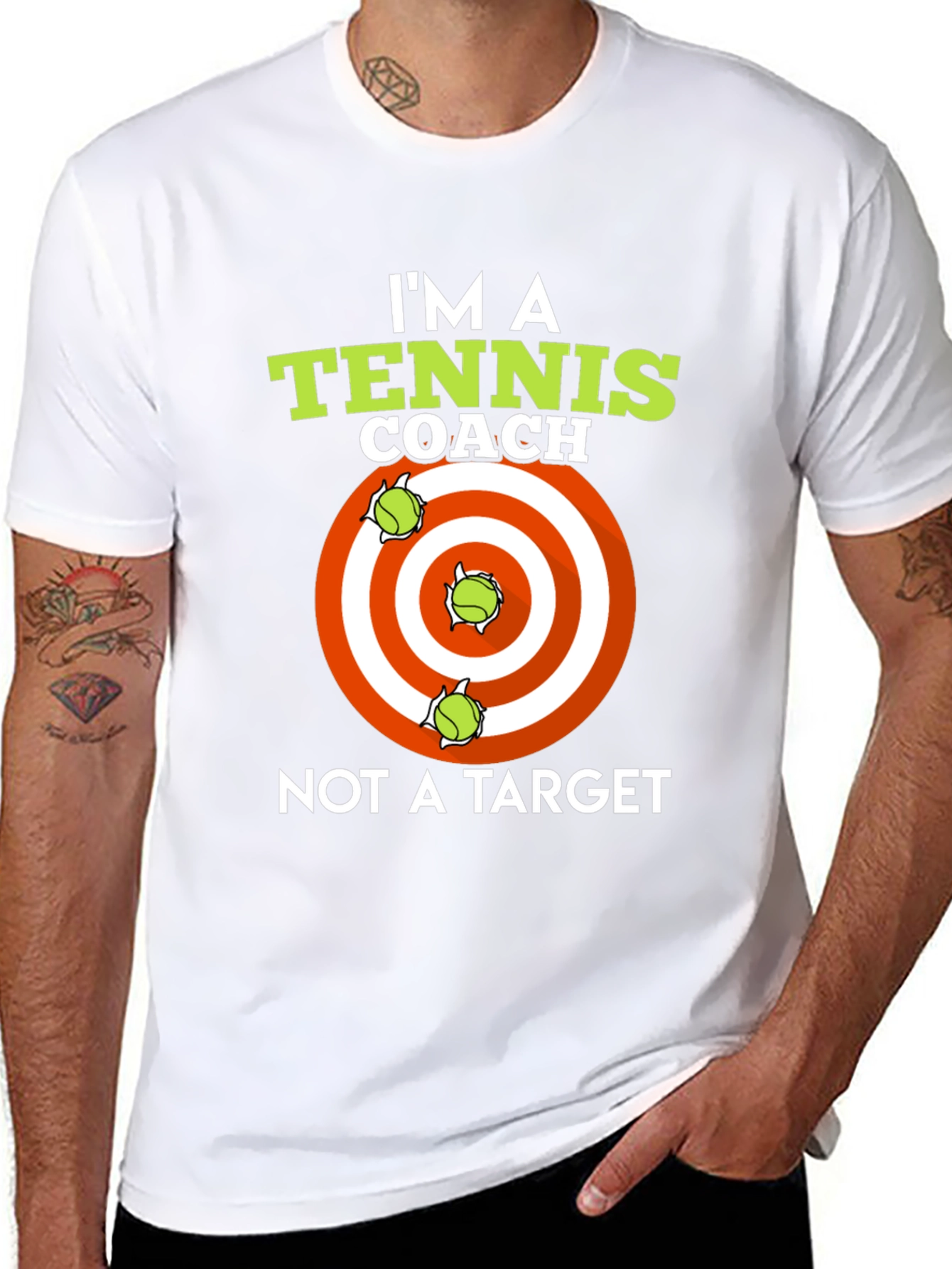 Black Tennis Coach T-Shirt: I'm A Coach, Not A Target view 8