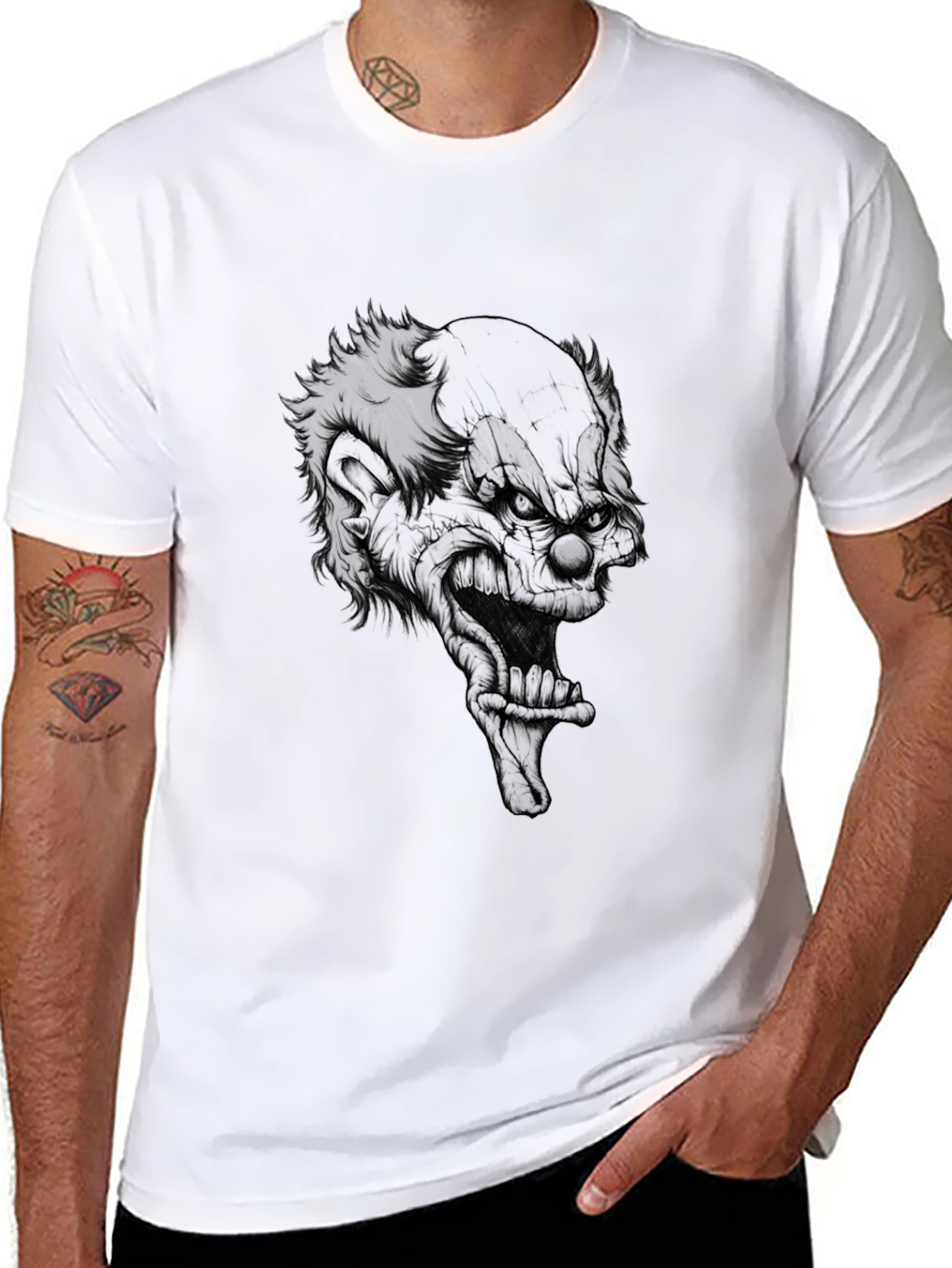 Black Men's Black Clown Graphic Tee view 8
