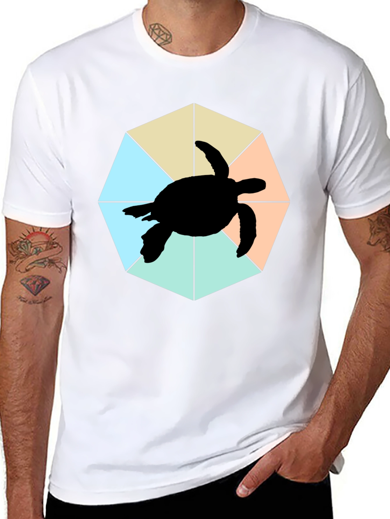 Black Sea Turtle Graphic Tee - Black Cotton Blend view 8