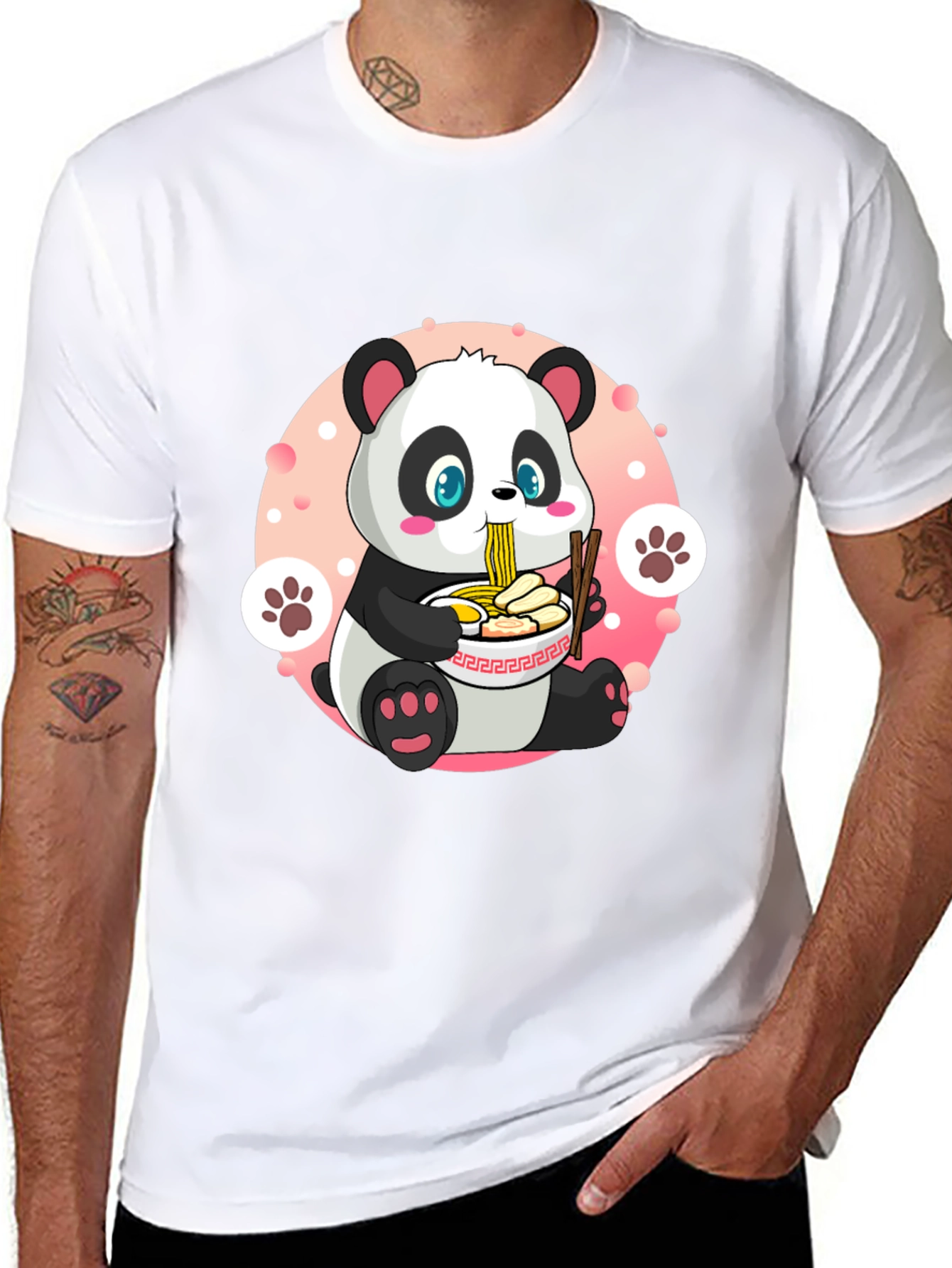 Black Cute Panda Ramen T-Shirt - Fun Anime Style view 8
