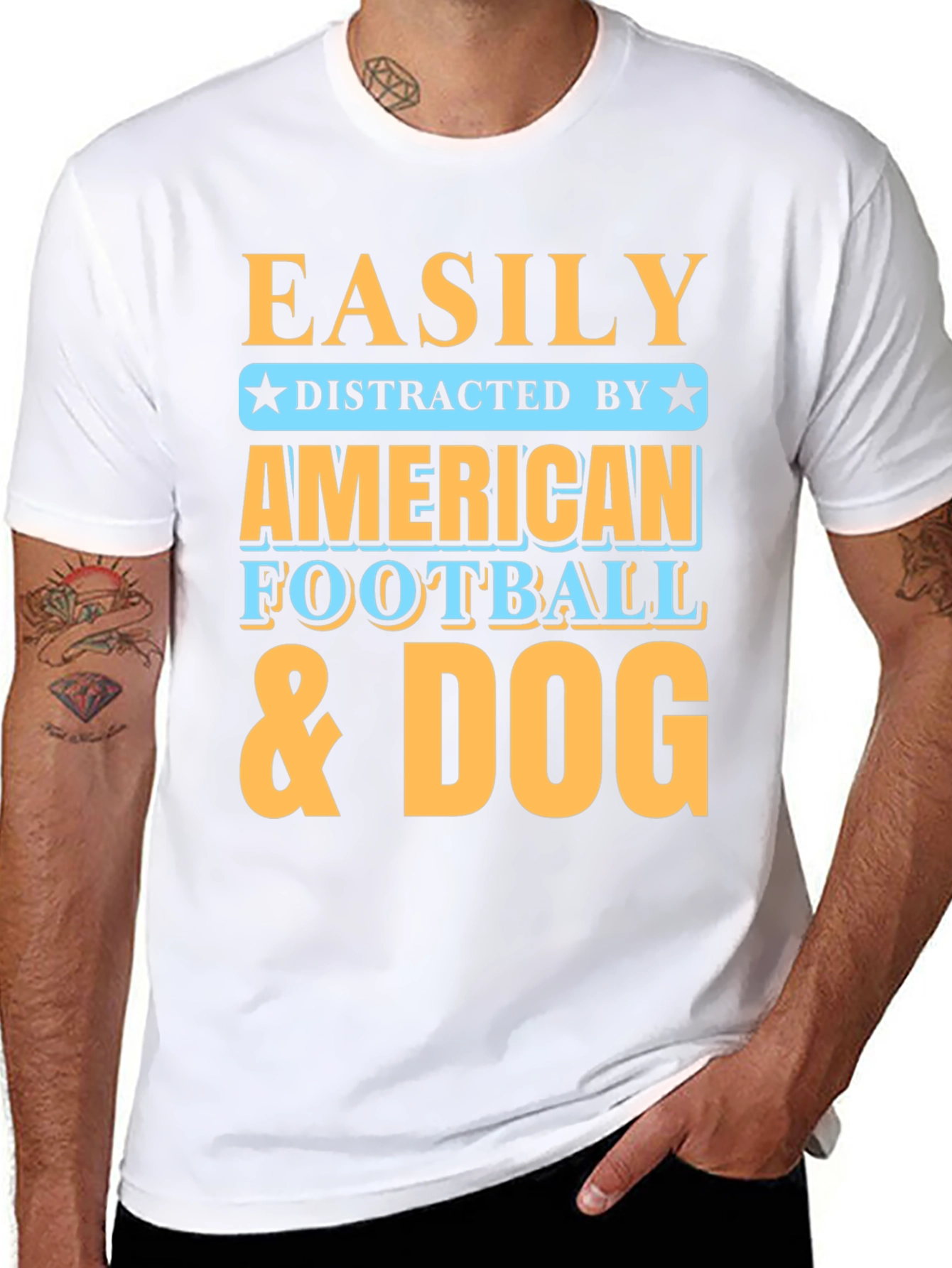 Black Easily Distracted T-Shirt - Football & Dog view 8