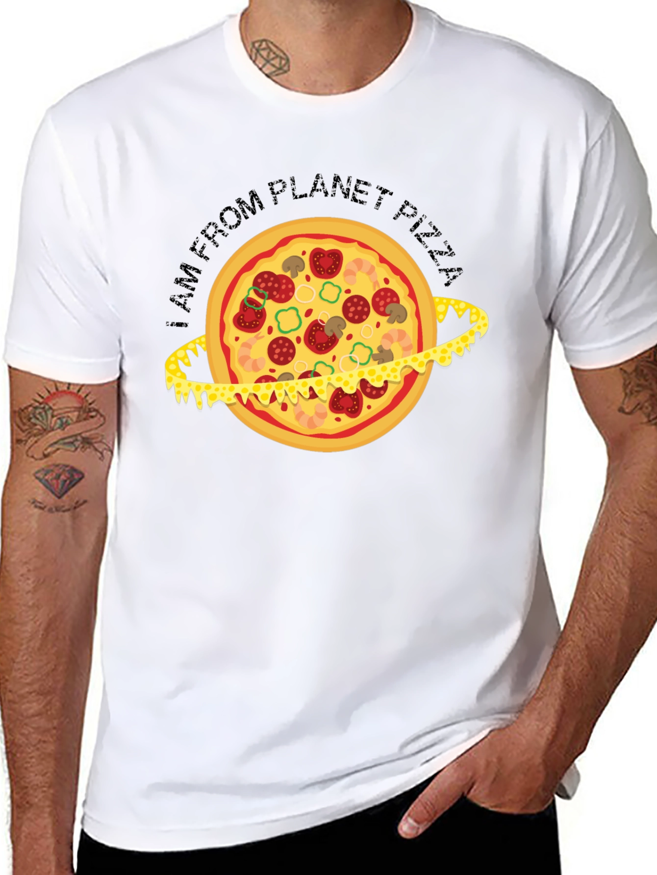 Black Planet Pizza T-Shirt - Black Graphic Tee view 8