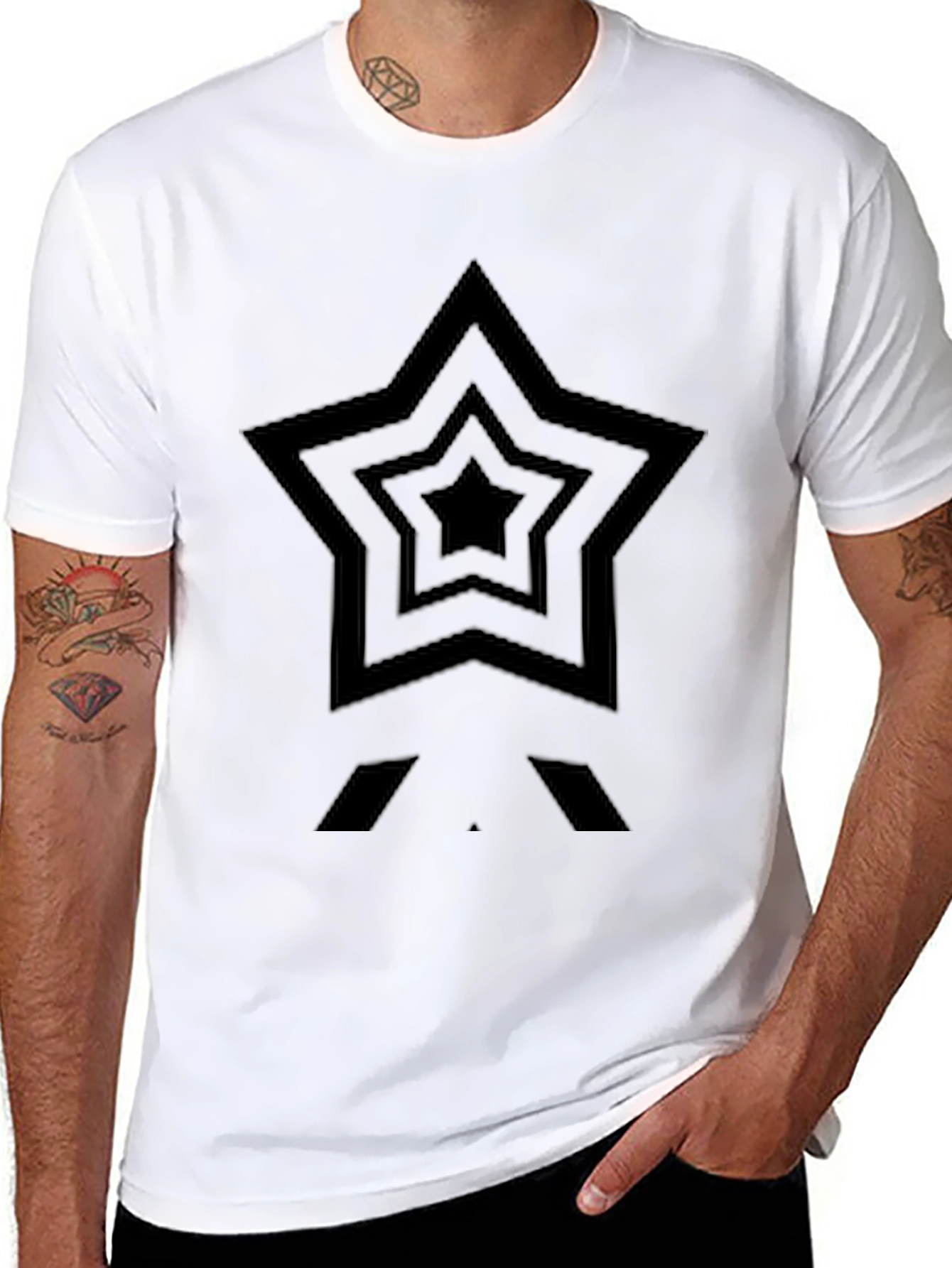Black Black Star Graphic Tee - Stylish Men's T-Shirt view 8