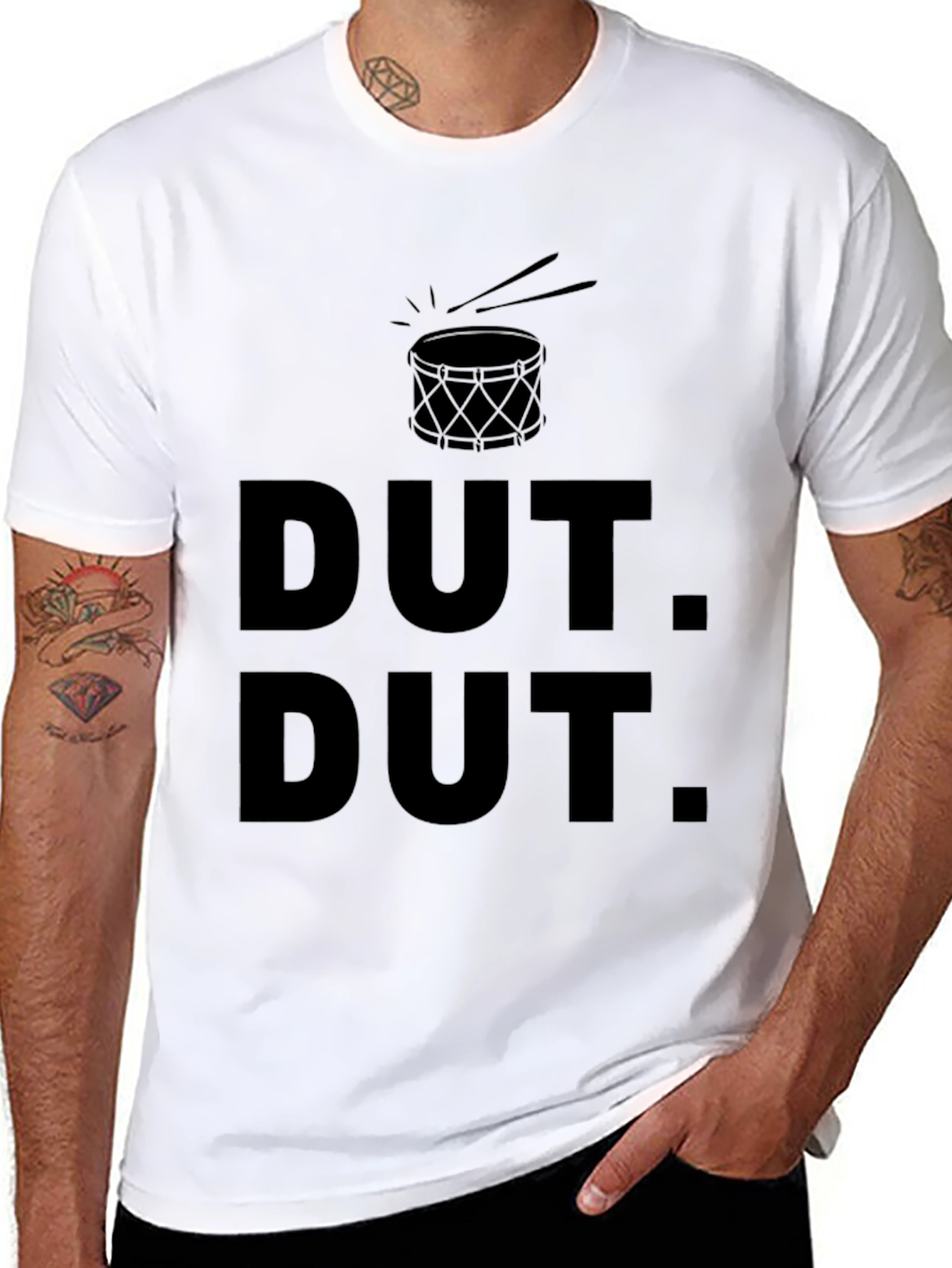 Black Dut Dut Drum T-Shirt - Black Crew Neck view 8