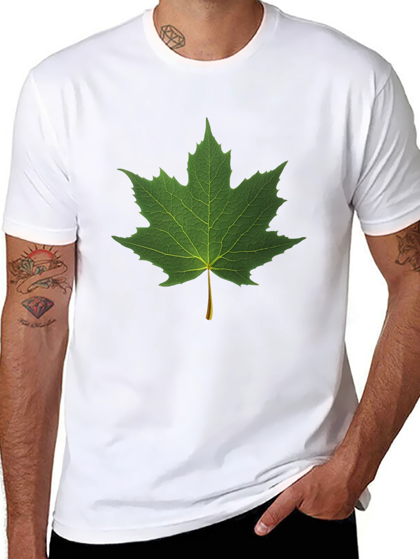 Black Maple Leaf Graphic Black T-Shirt view 8