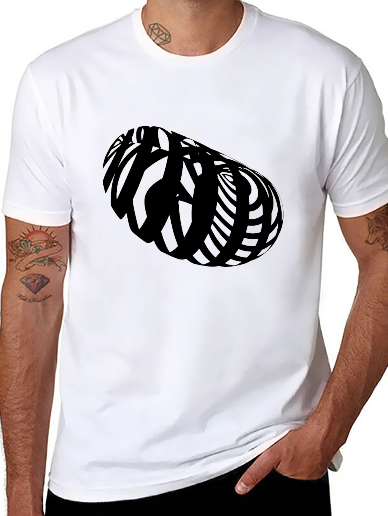 Black Abstract Graphic Black T-Shirt view 8