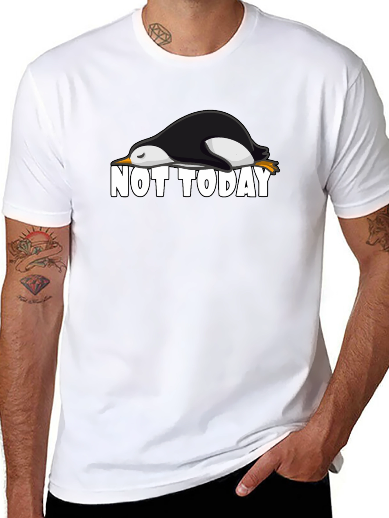Black Not Today Penguin Graphic Tee - Black view 8