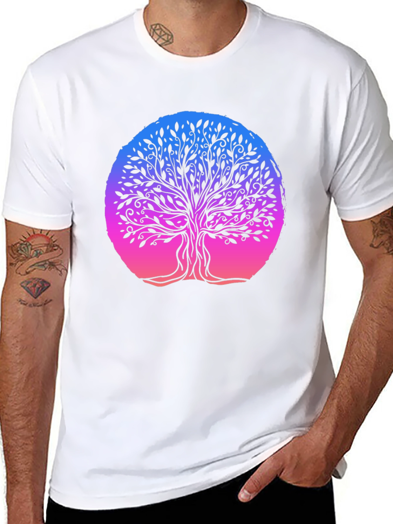 Black Tree of Life Graphic Tee - Black Cotton Blend view 8
