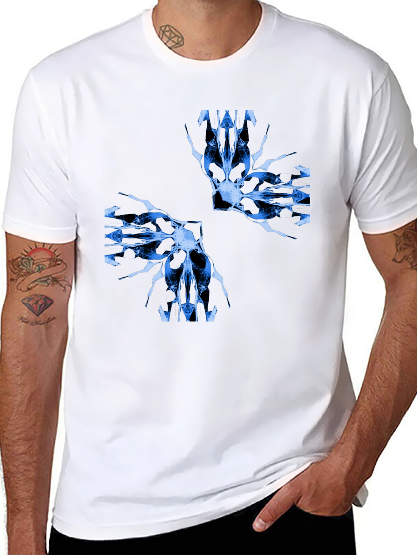Abstract Graphic Print Crew Neck T-Shirt - 8