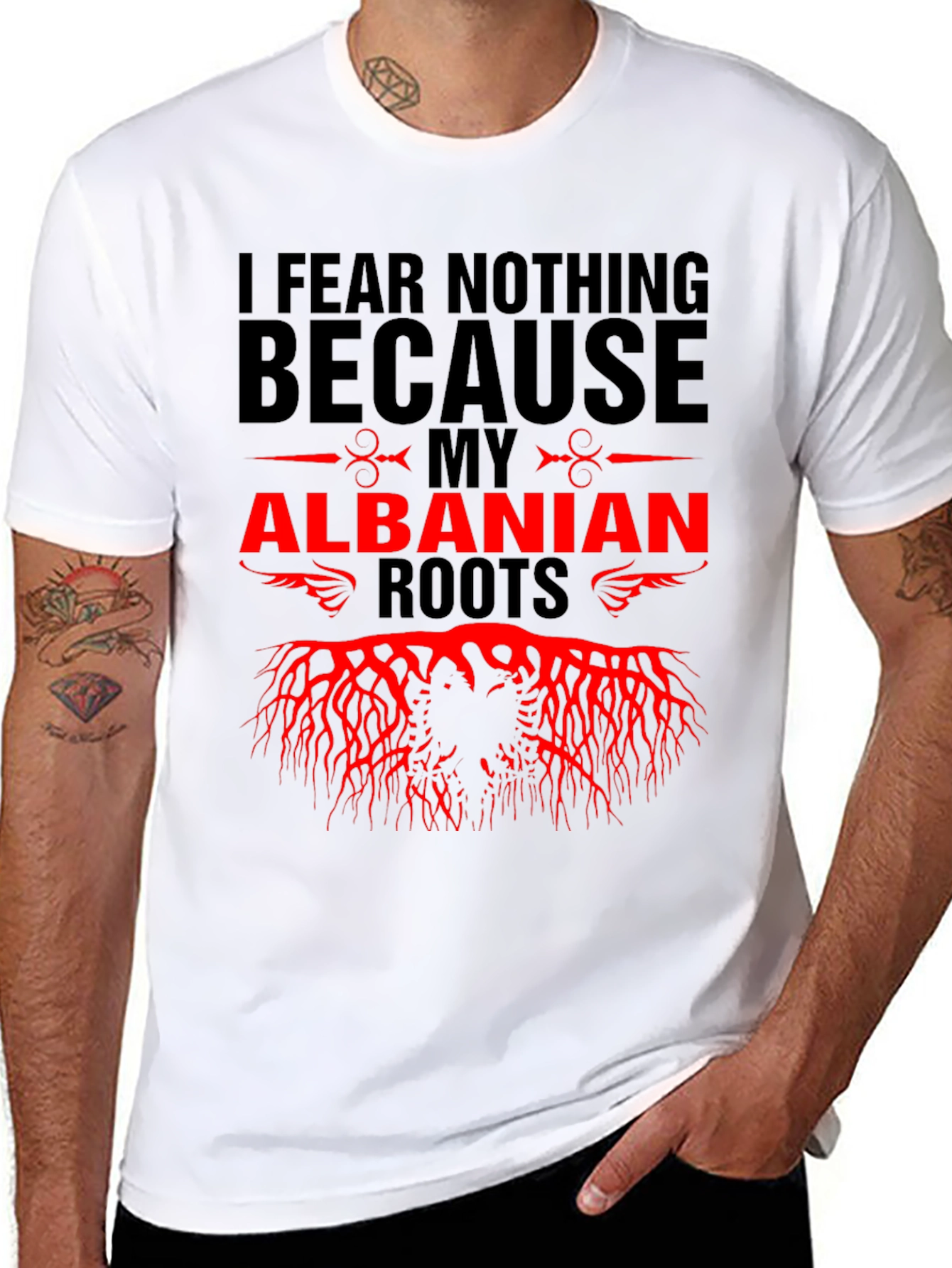 Black Albanian Roots Graphic Tee view 8
