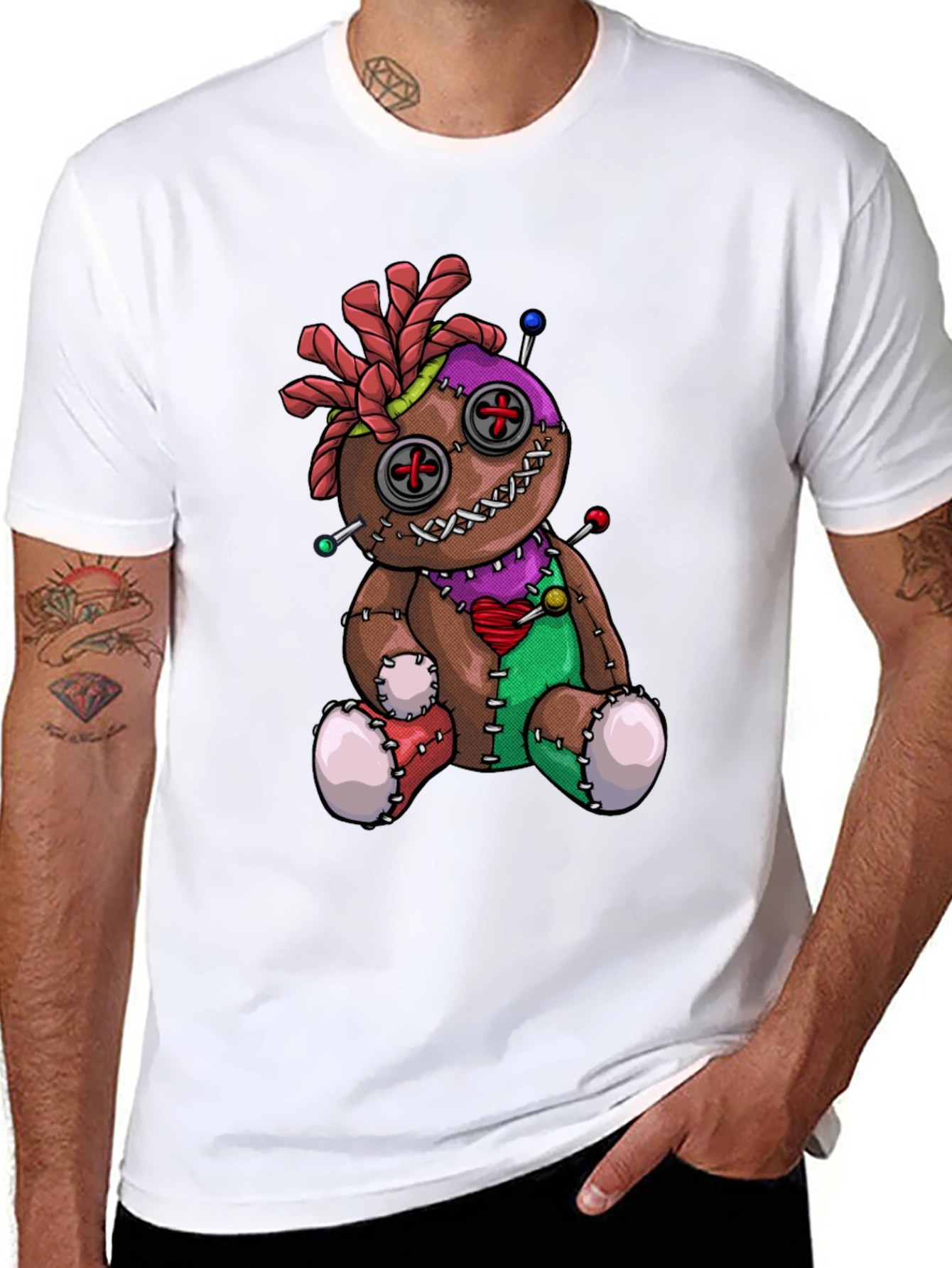 Black Voodoo Doll Graphic T-Shirt - Unique Spooky Design view 8