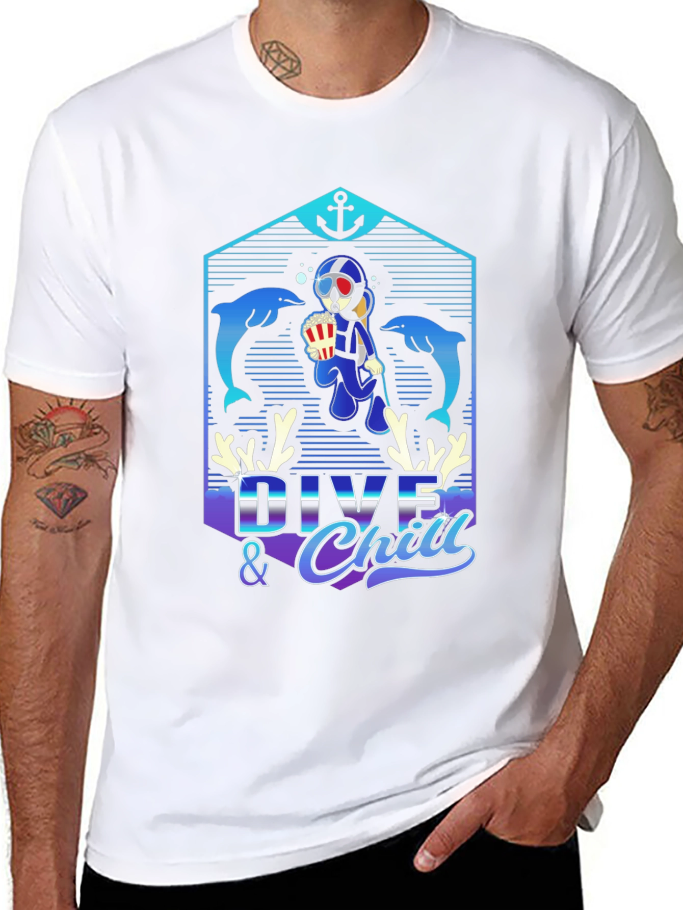 Black Dive & Chill Graphic T-Shirt view 8