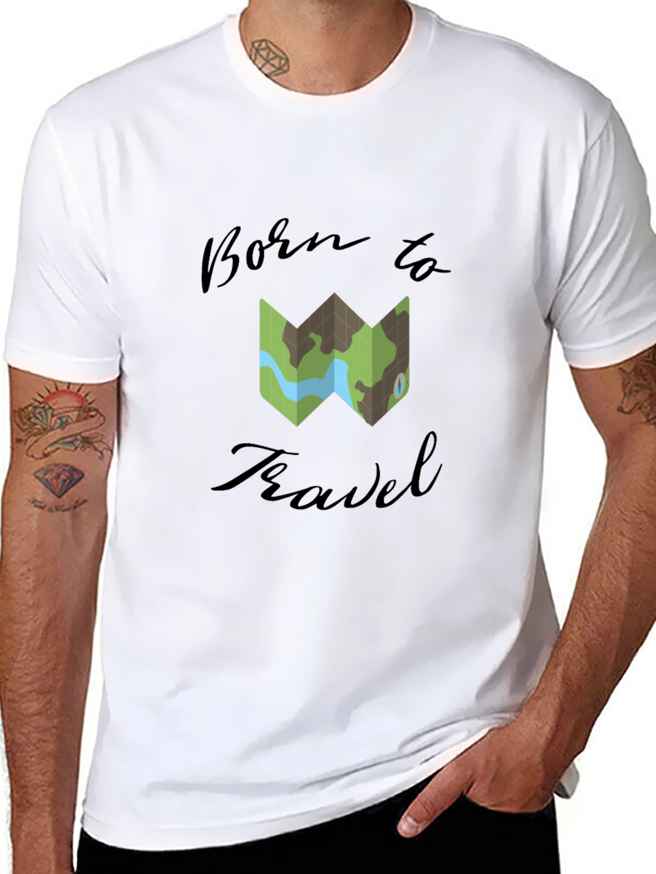 Black Born to Travel Graphic T-Shirt view 8