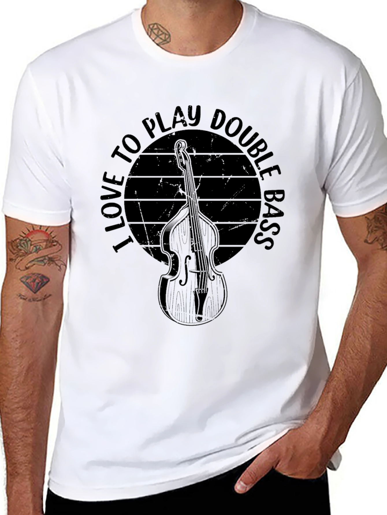 Black I Love To Play Double Bass T-Shirt view 8