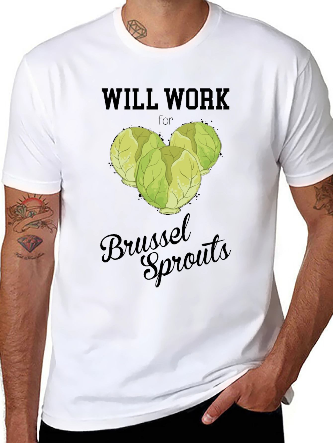 Black Will Work for Brussel Sprouts T-Shirt view 8