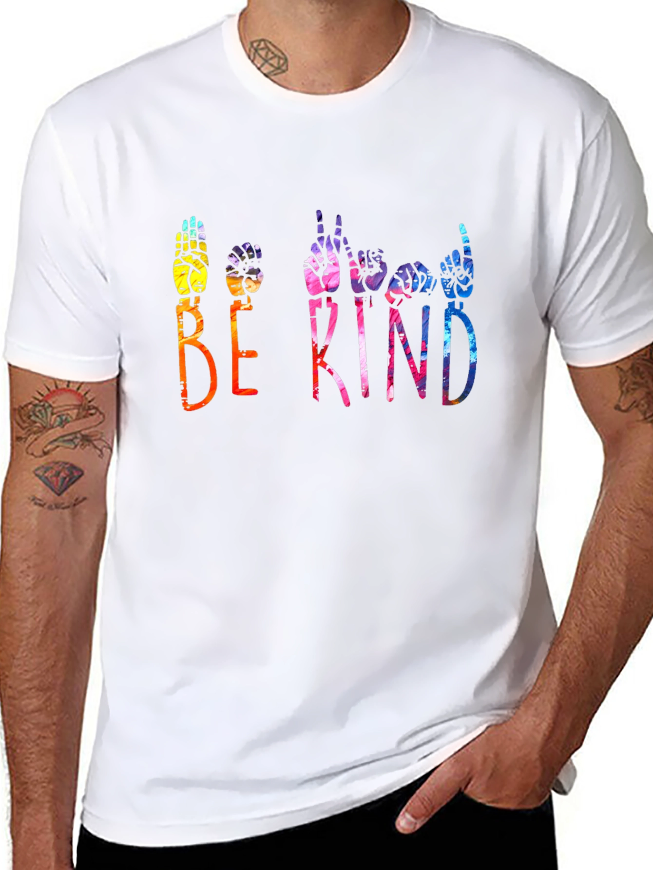 Black Be Kind Sign Language Graphic T-Shirt view 8