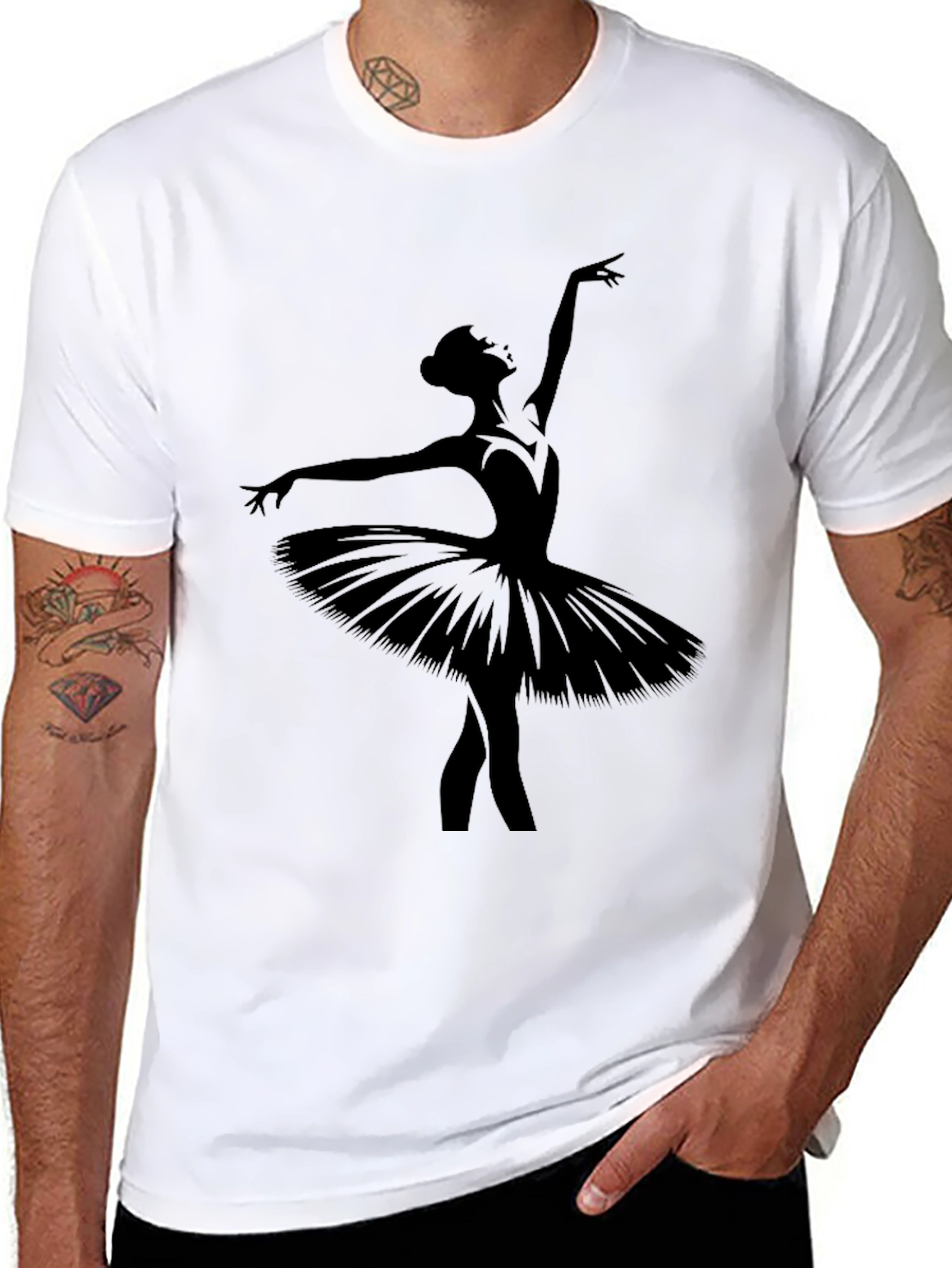 Black Ballerina Silhouette Graphic T-Shirt - Black view 8