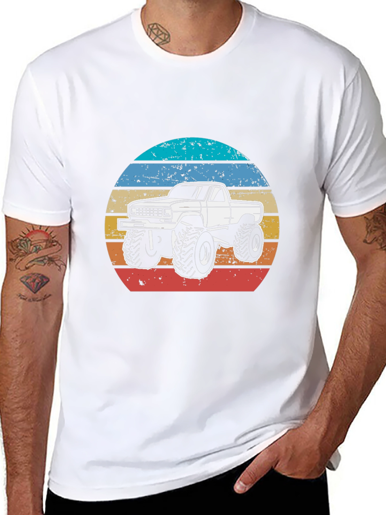Black Retro Truck T-Shirt - Vintage Style Monster Truck Tee view 8
