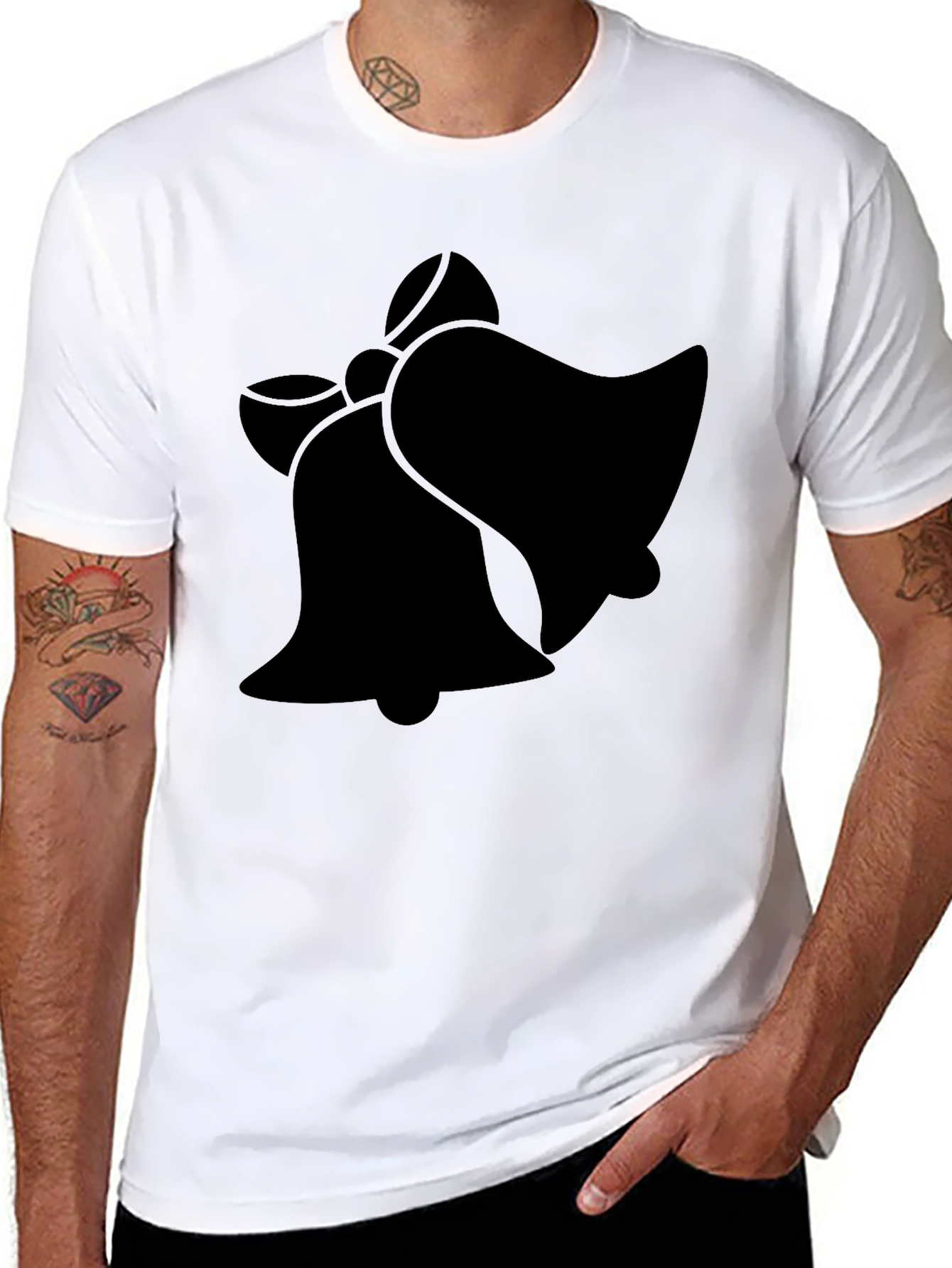 Black Festive Bells Graphic T-Shirt - Black view 8