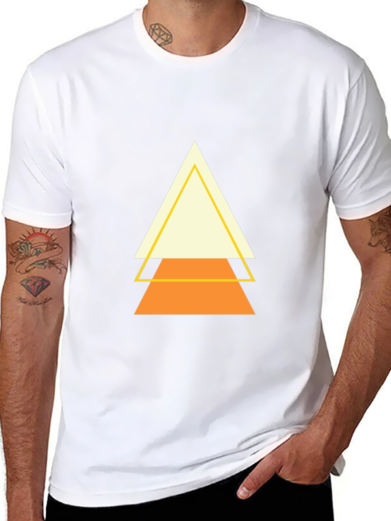Black Geometric Triangle Graphic Tee - Modern Minimalist Design view 8