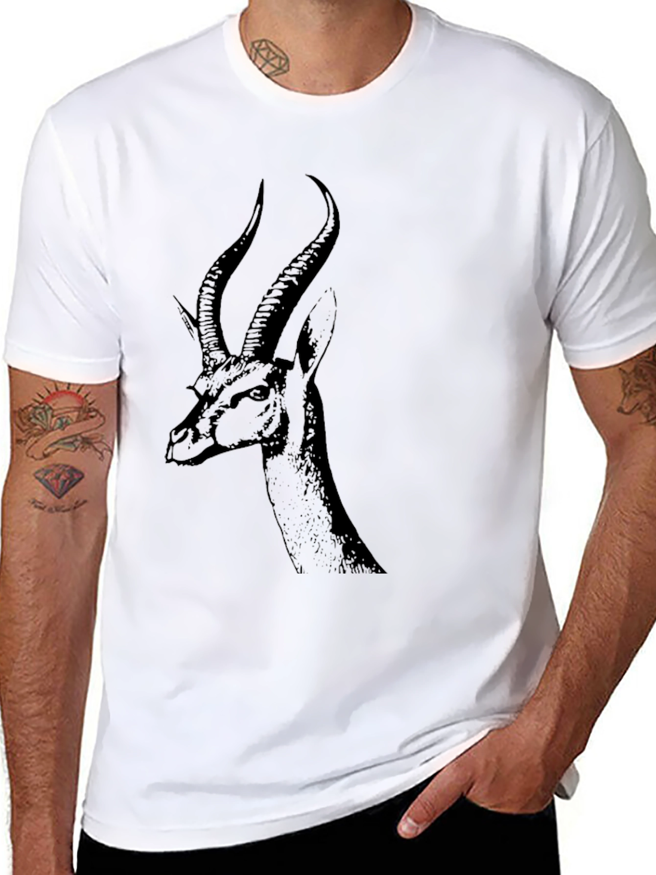 Black Gazelle Graphic Tee - Unique Animal Design - 8